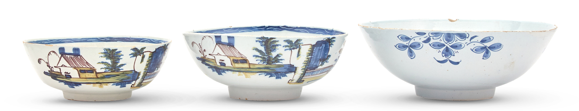 Lot image - Two Dutch Delft Polychrome Bowls En Suite