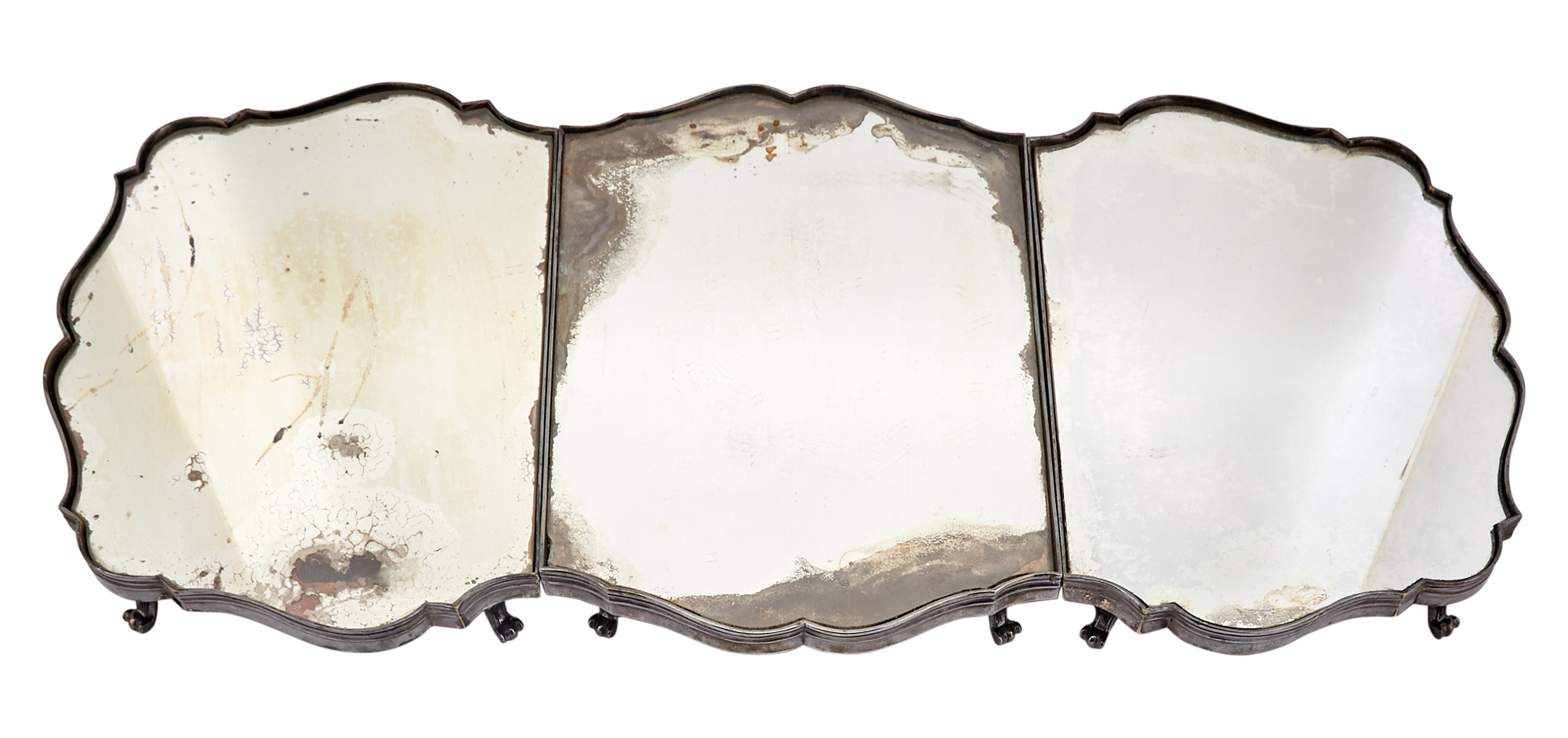 Lot image - Three-Piece Silverplate Mirror Plateau
