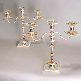 Lot image - Pair of George III Style Silver Three-Light Candelabra