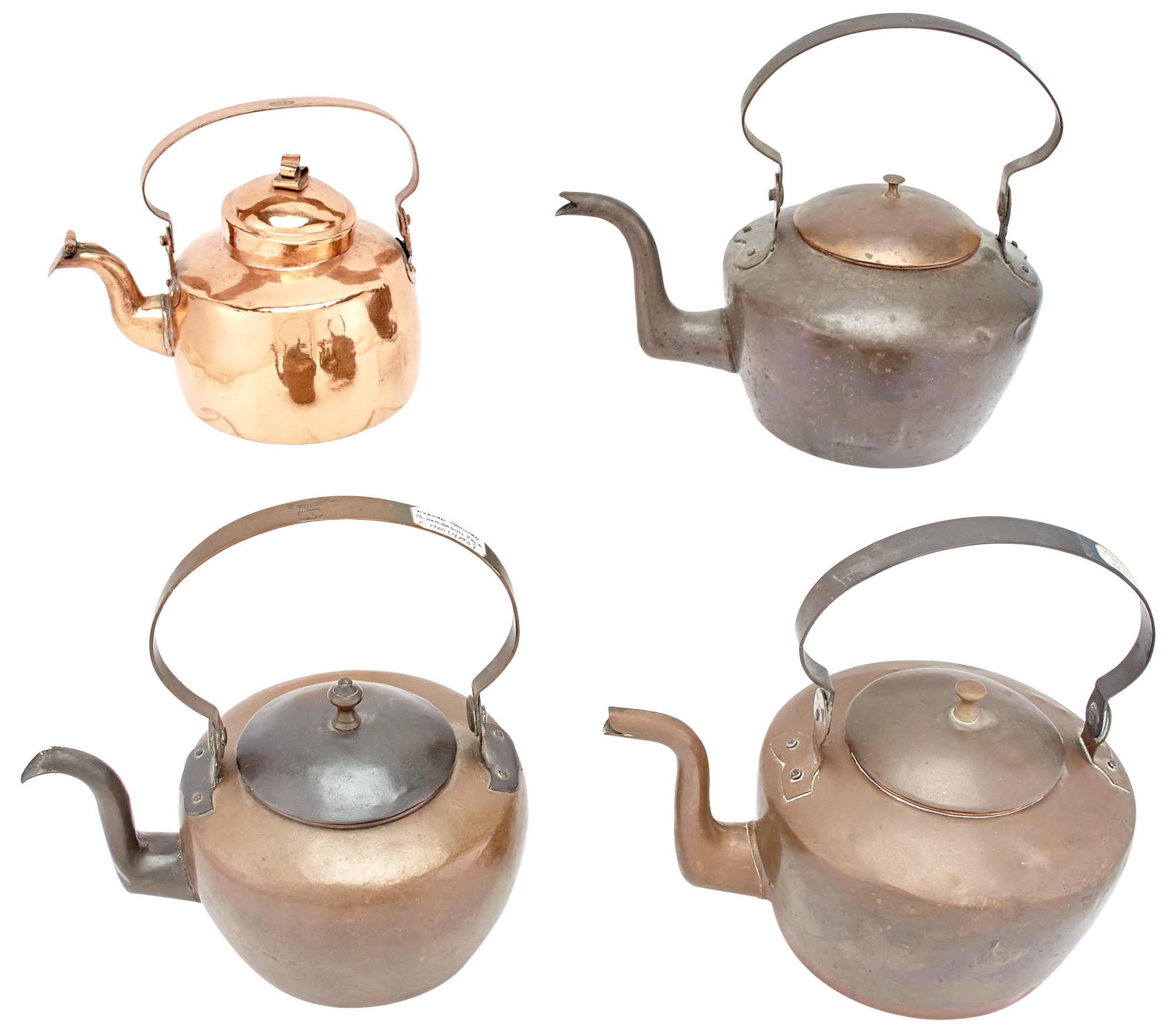 Lot image - Four Copper Tea Kettles
