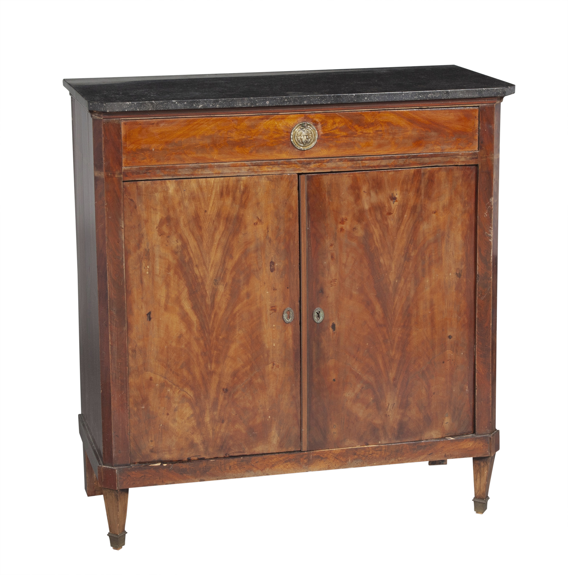 Lot image - Louis XVI Style Marble Top Mahogany Cabinet