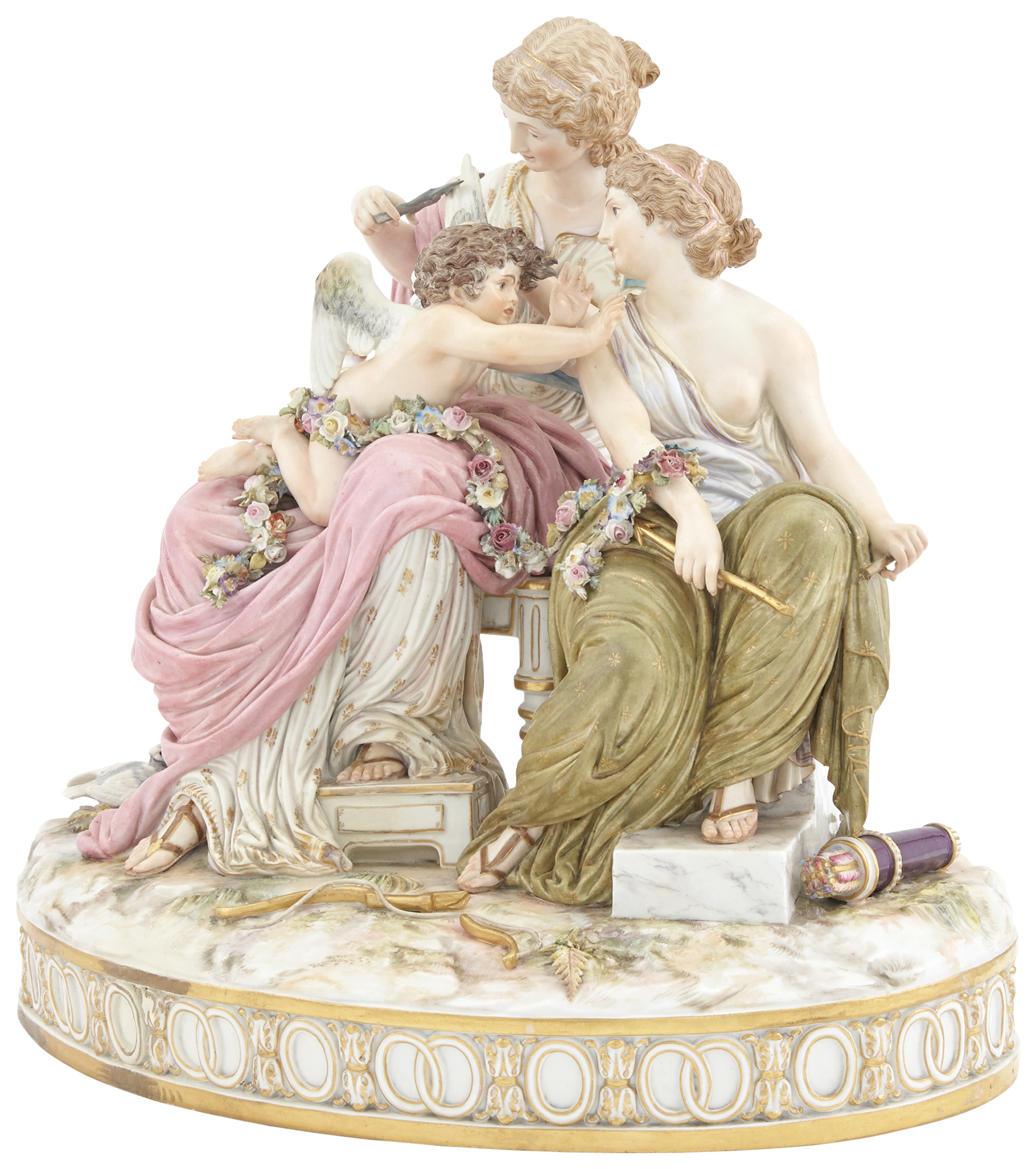 Lot image - Meissen Porcelain Group of Cupid in Trouble