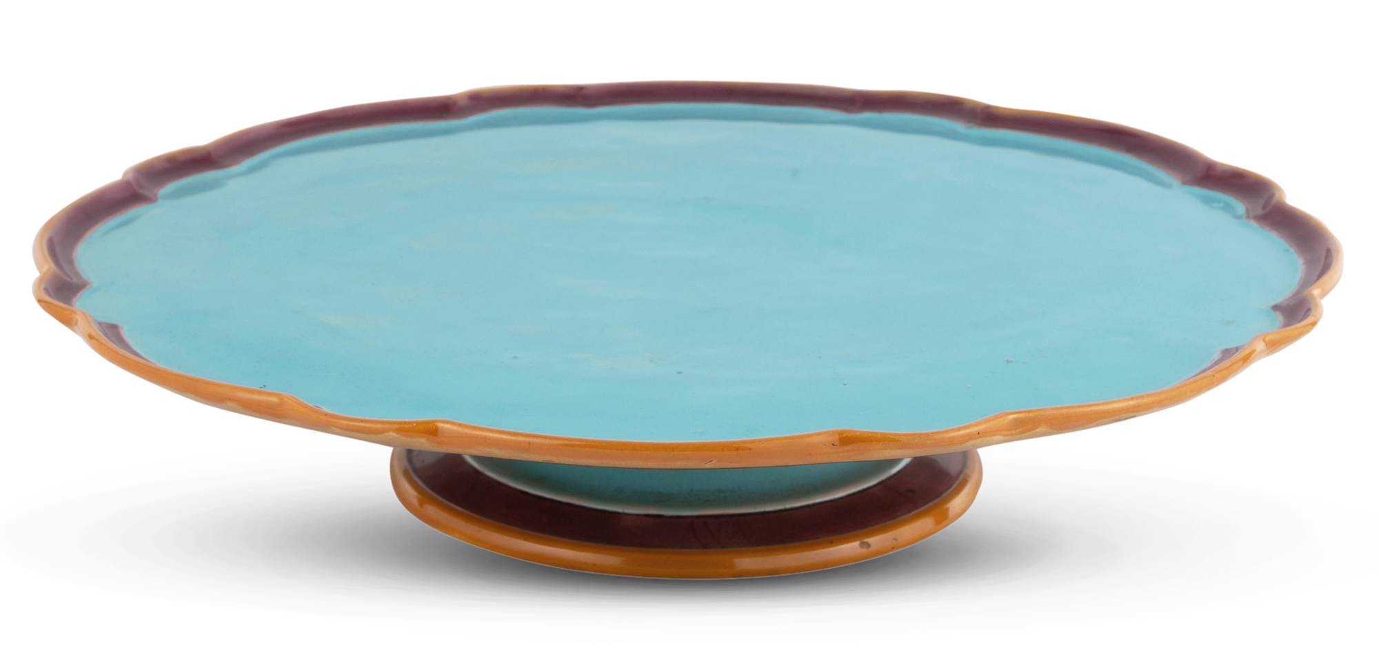 Lot image - Mintons Majolica Turquoise-Ground Large Persian Revolving Tray