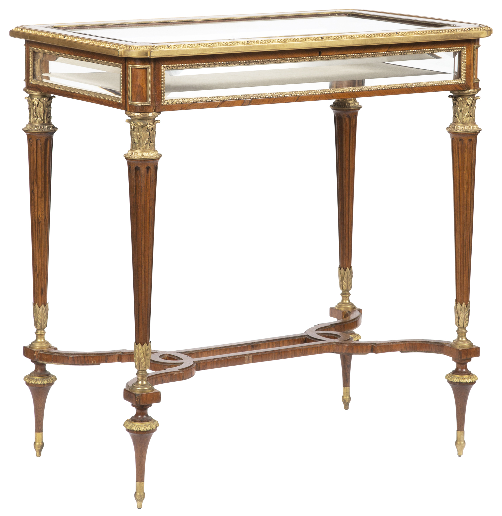 Lot image - Louis XVI Style Gilt-Bronze Mounted Parquetry Vitrine Table