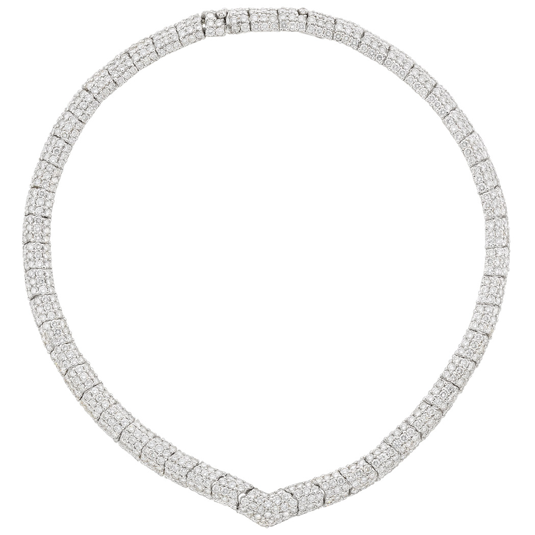 Lot image - White Gold and Diamond Pendant-Necklace