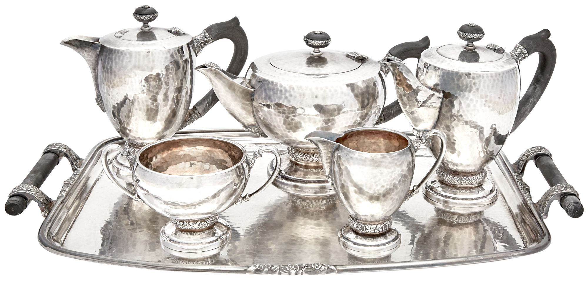 Lot image - Elizabeth II Sterling Silver Tea and Coffee Service