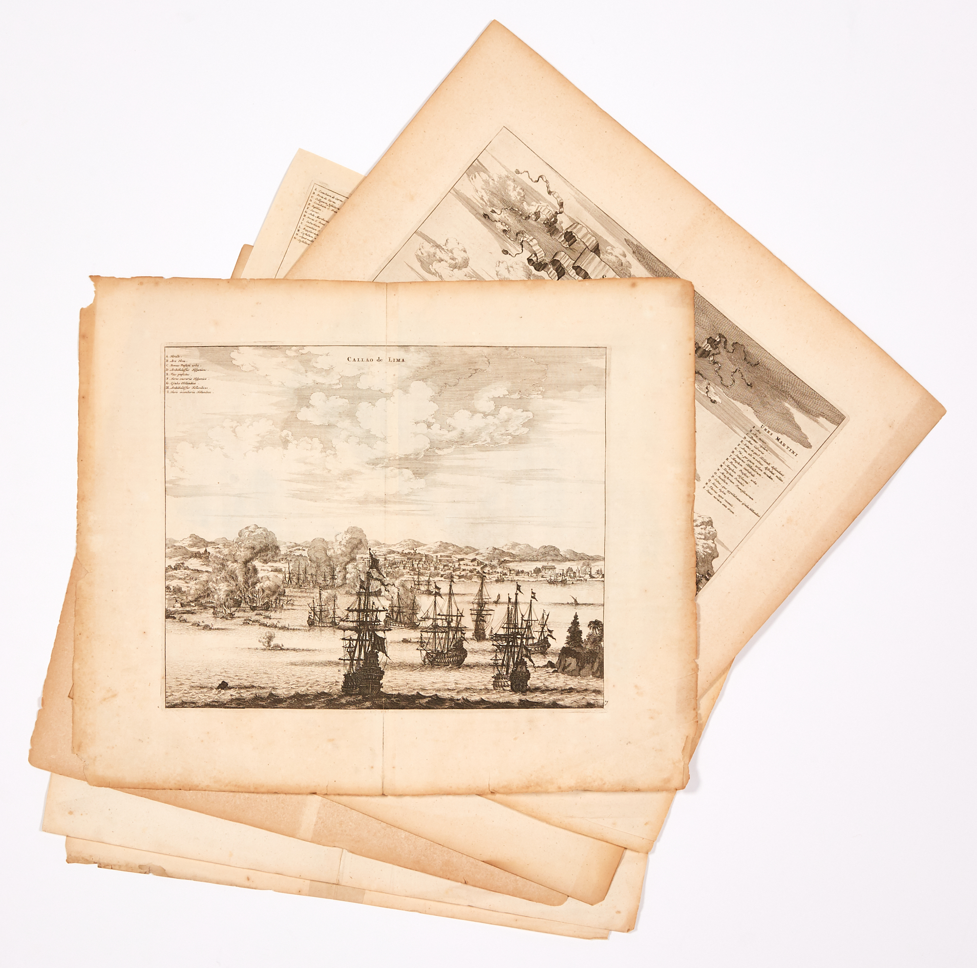 Lot image - [OGILBY, JOHN]  Group of approximately twenty-three engraved double-page views of the Americas extracted from Ogilby.