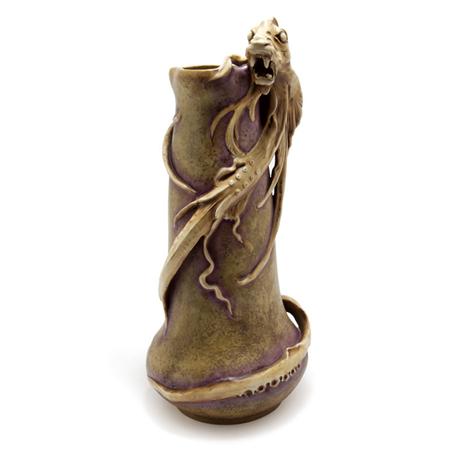 Lot image - Riessner, Stellmacher and Kessel Amphora Co. Ceramic Vase with Saurian