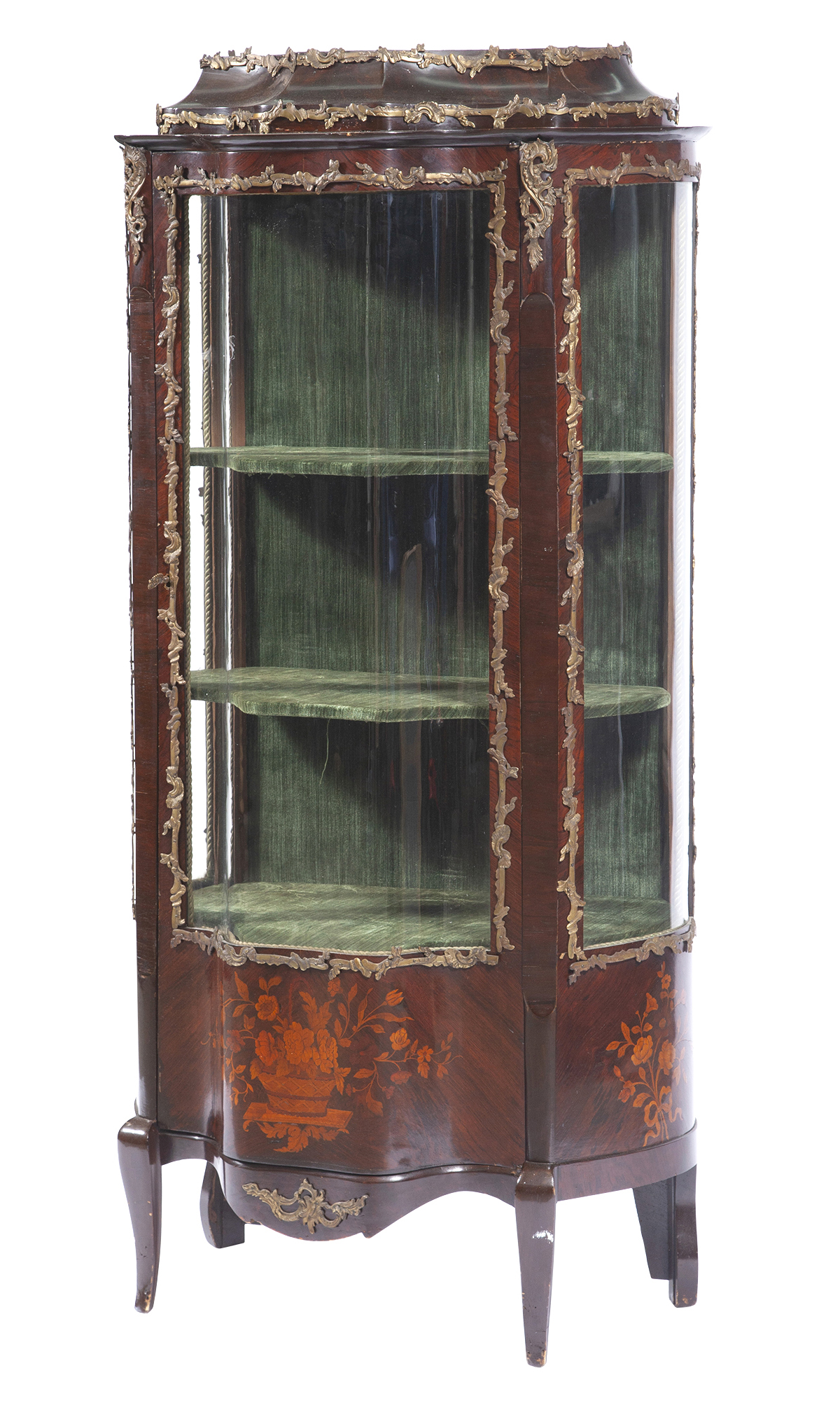 Lot image - Louis XV Style Gilt-Metal Mounted Inlaid Kingwood Vitrine Cabinet