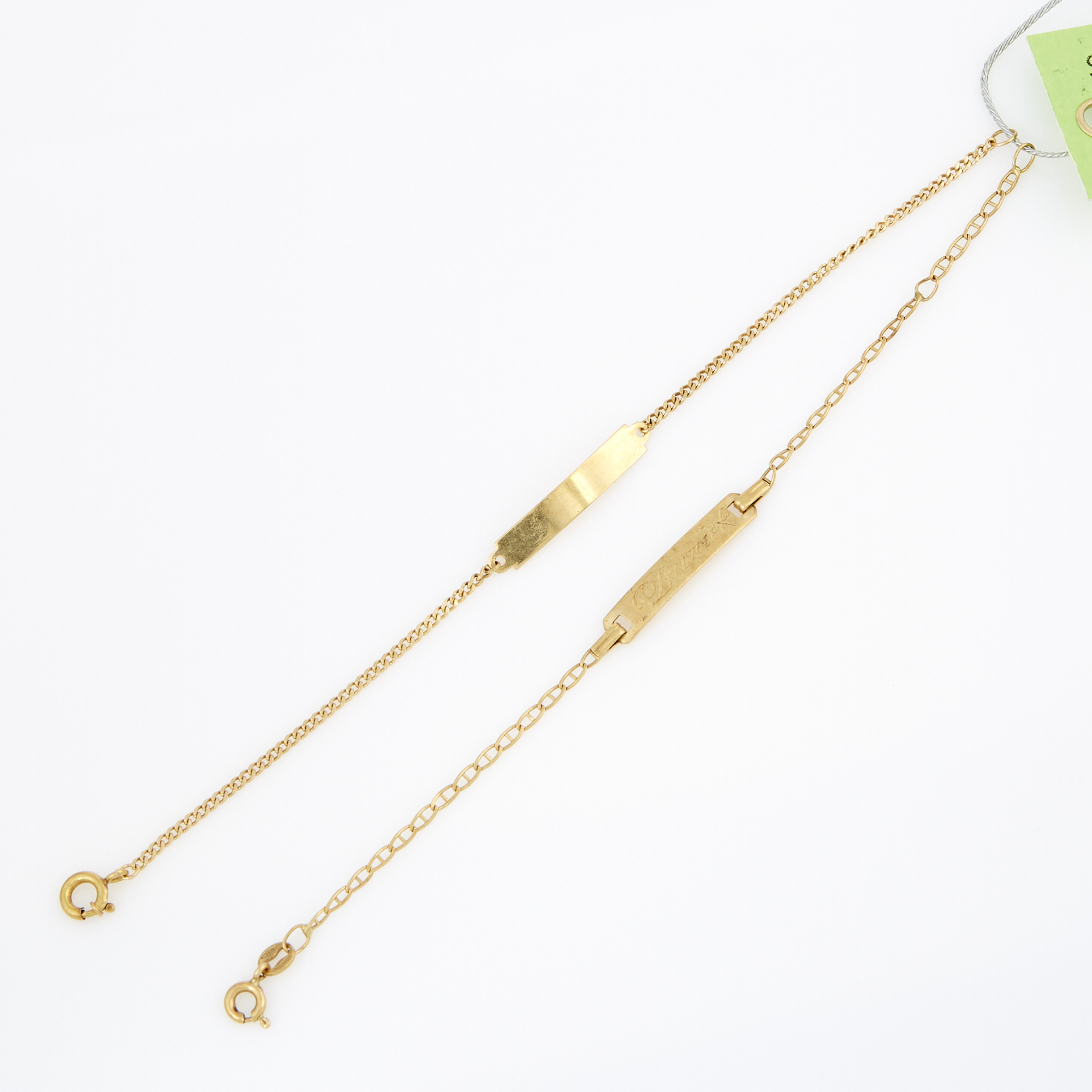 Lot image - Two Gold ID Bracelets, 18K 2 dwt.