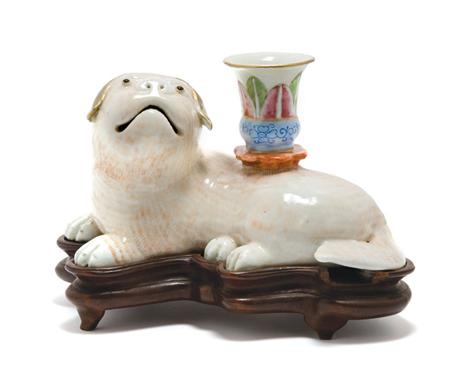 Lot image - Chinese Famille Rose Glazed Porcelain Candlestick