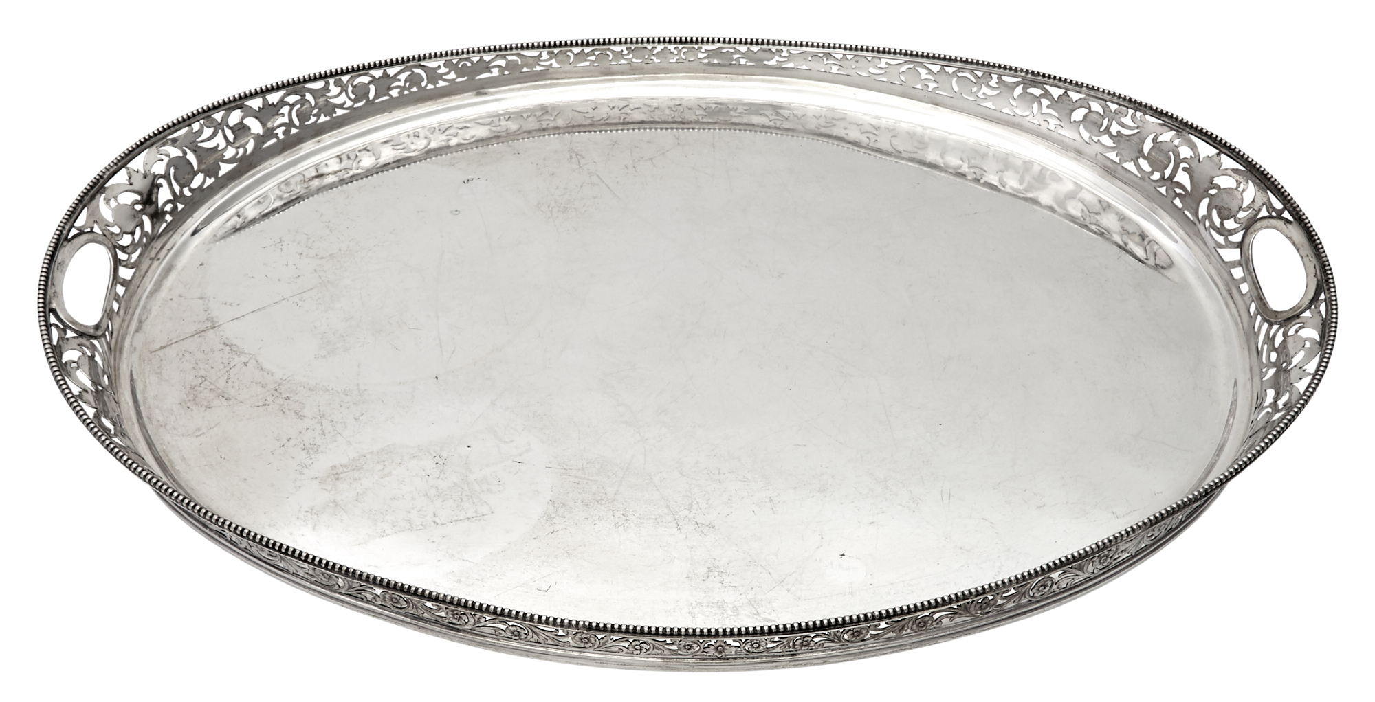 Lot image - German Silver Two-Handled Galleried Tray