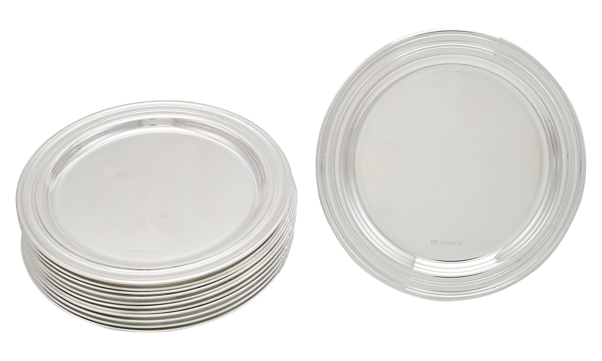 Lot image - Set of Twelve Christofle Silver Plated Bread Plates