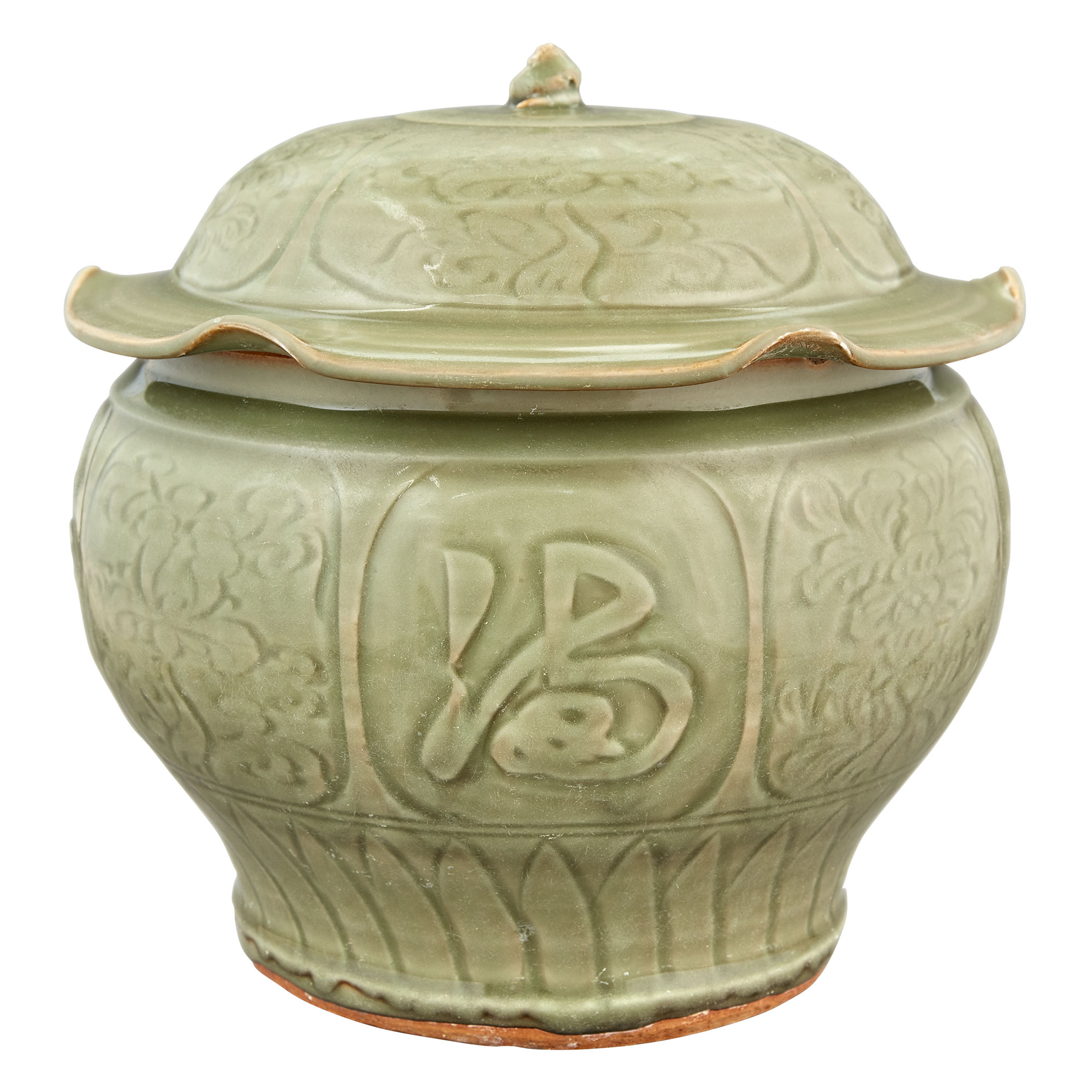Lot image - Chinese Longquan Celadon Covered Jar