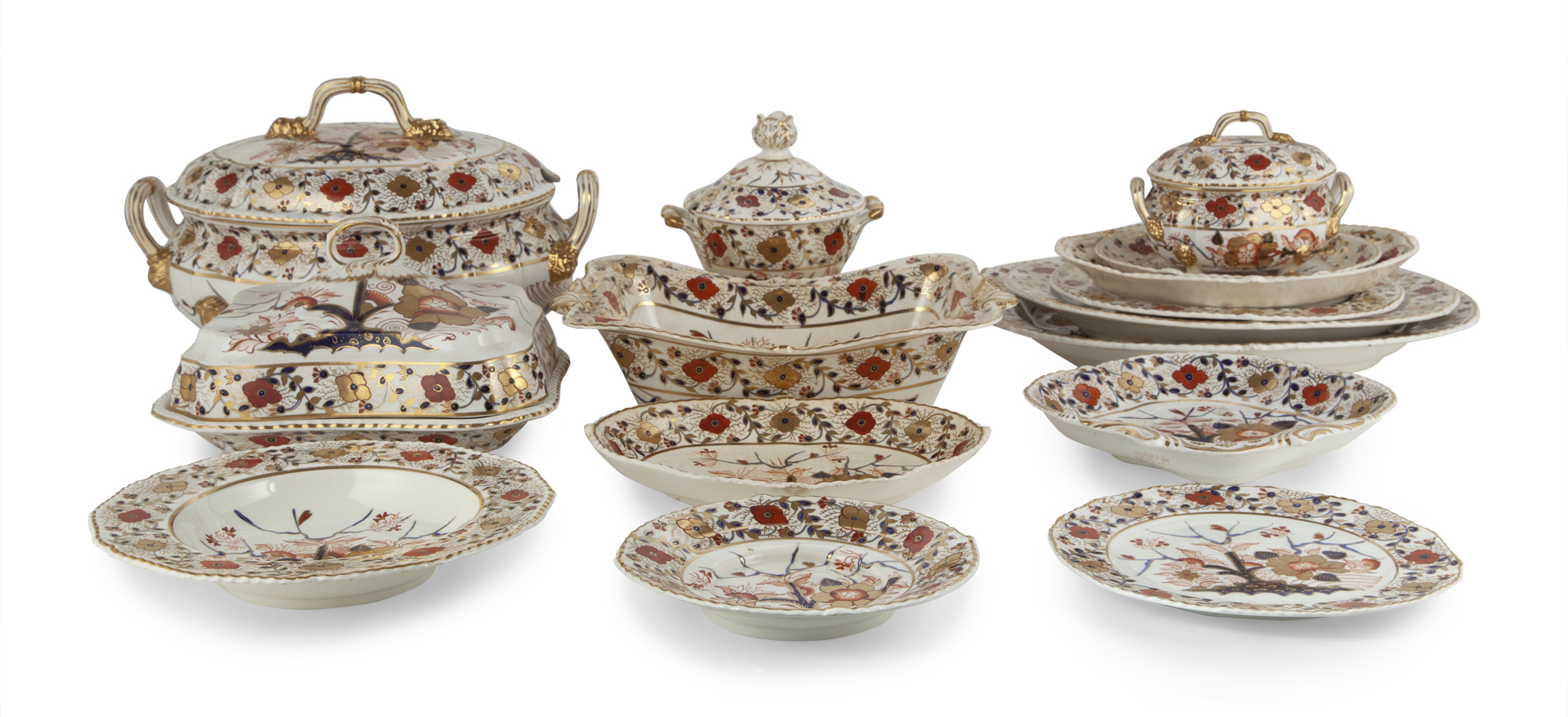 Lot image - Assembled Derby Imari Porcelain Dinner Service