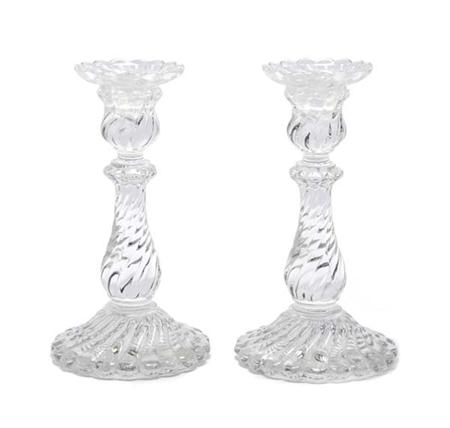 Lot image - Pair of Baccarat Pressed Glass Candlesticks