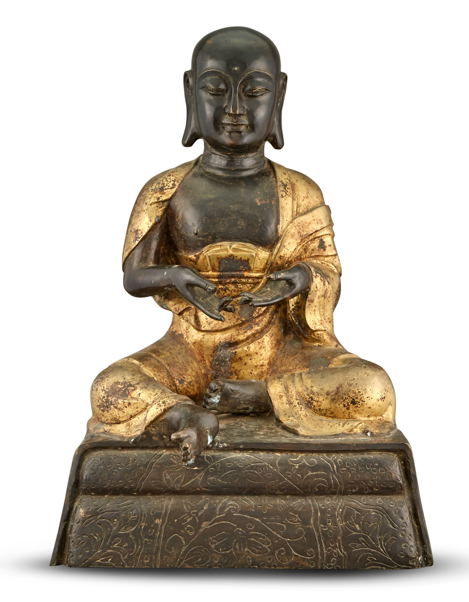 Lot image - Exceptionally Large Chinese Parcel Gilt Bronze Figure of a Bodhisattva