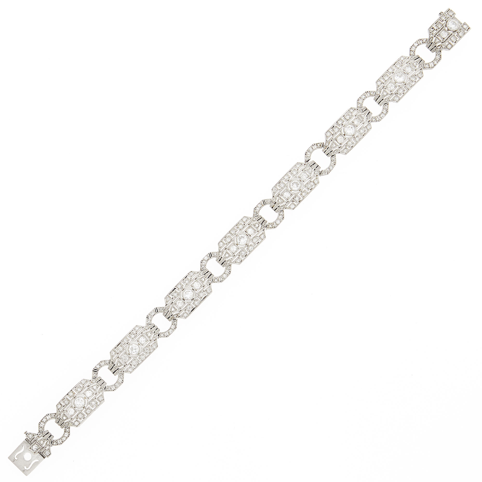 Lot image - Platinum and Diamond Link Bracelet
