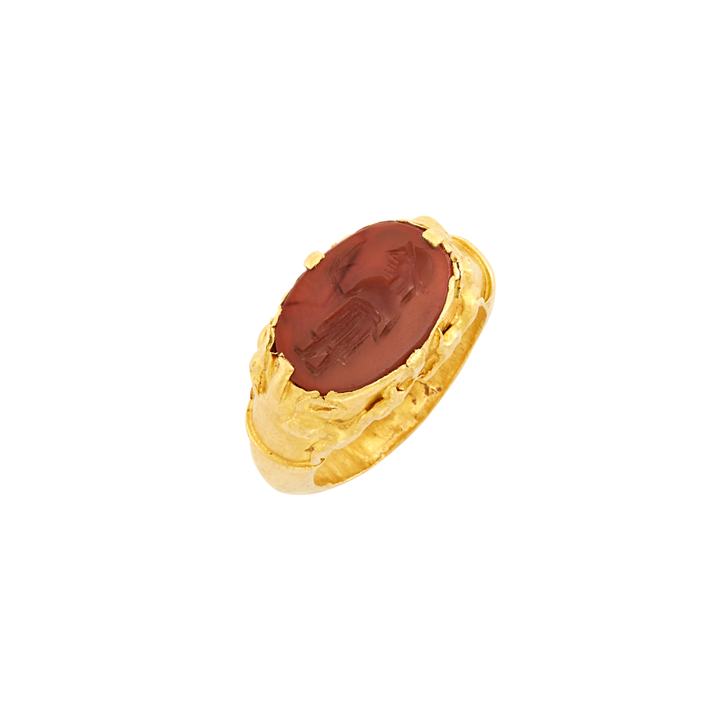 Lot image - High Karat Gold and Carnelian Intaglio Ring