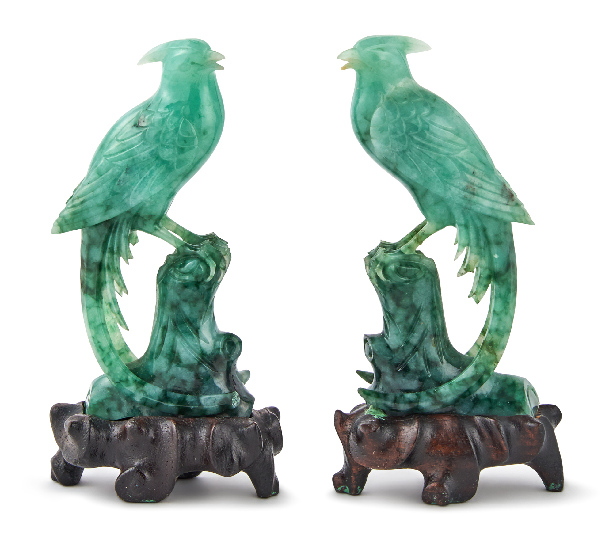 Lot image - A Pair of Chinese Jadeite Birds