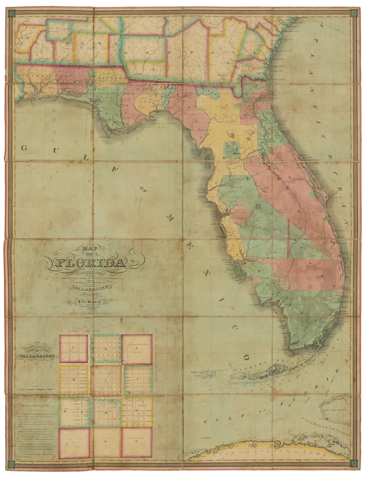 Lot image - [STREETER COPY]  SEARCY, I. G. Map of Florida constructed principally from authentic documents in the Land office at Tallahassee by I. G. Percy.