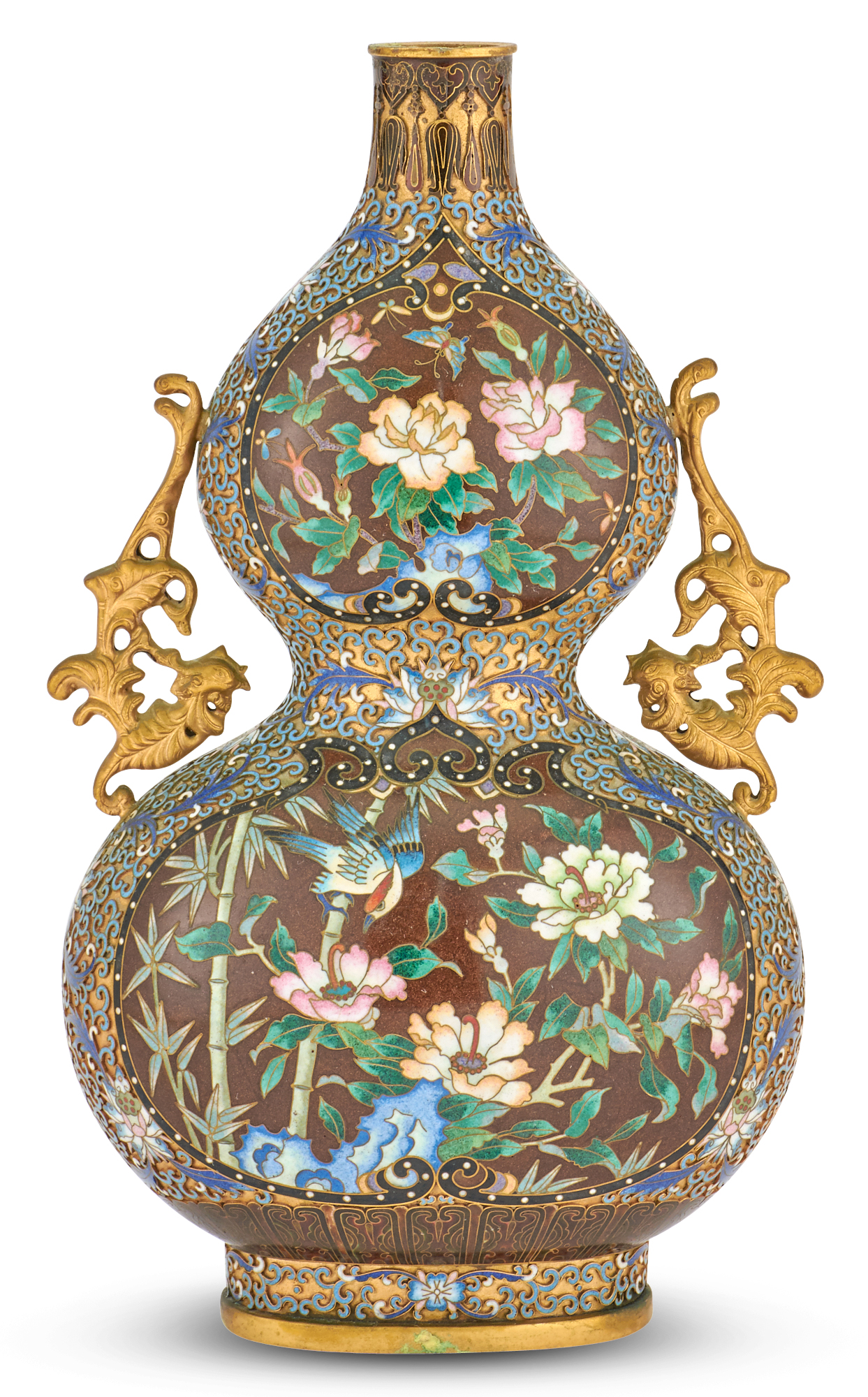 Lot image - A Chinese Cloisonné and Gilt Metal Vase