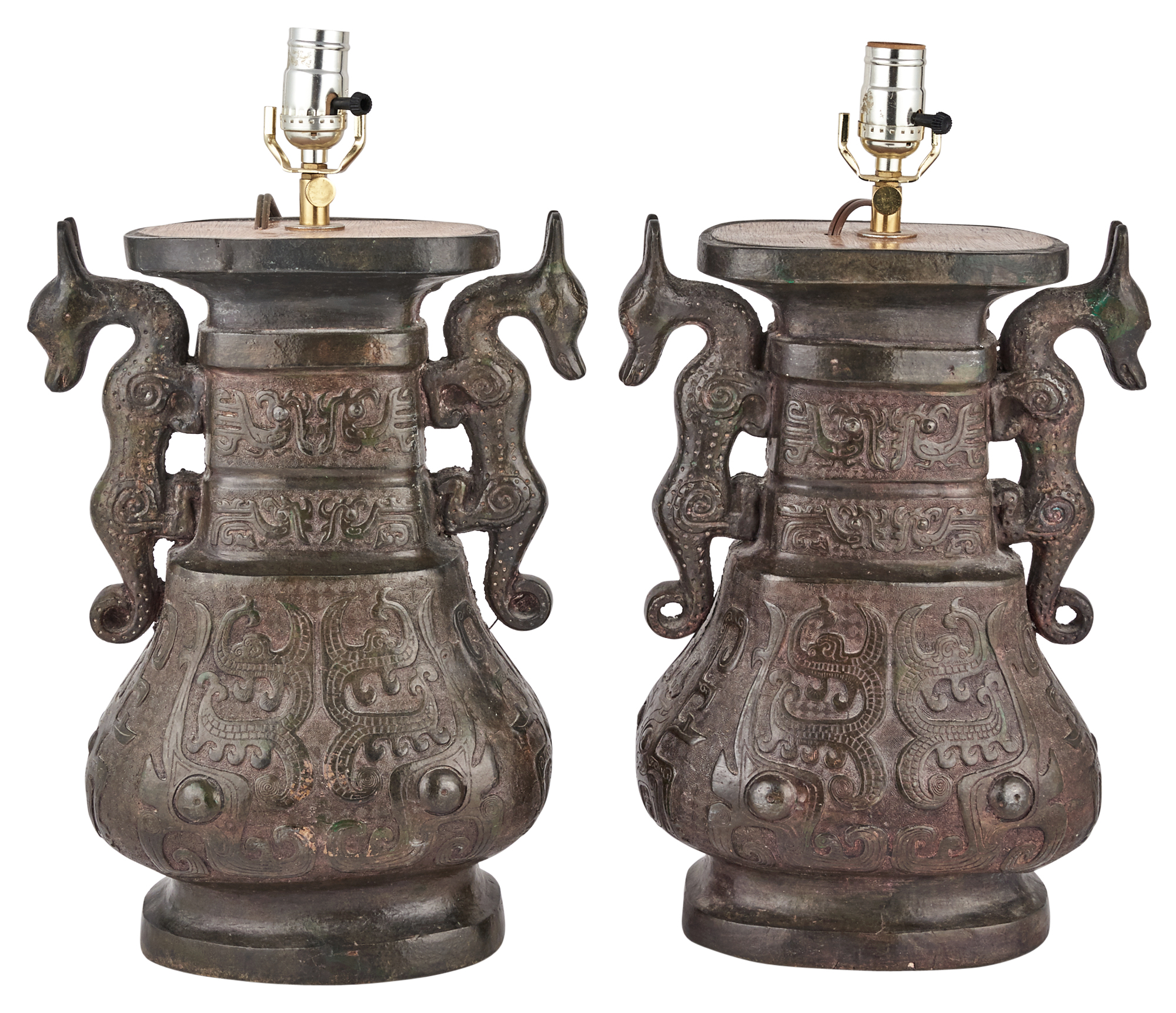 Lot image - A Pair of Archaistic Chinese Bronze Vases