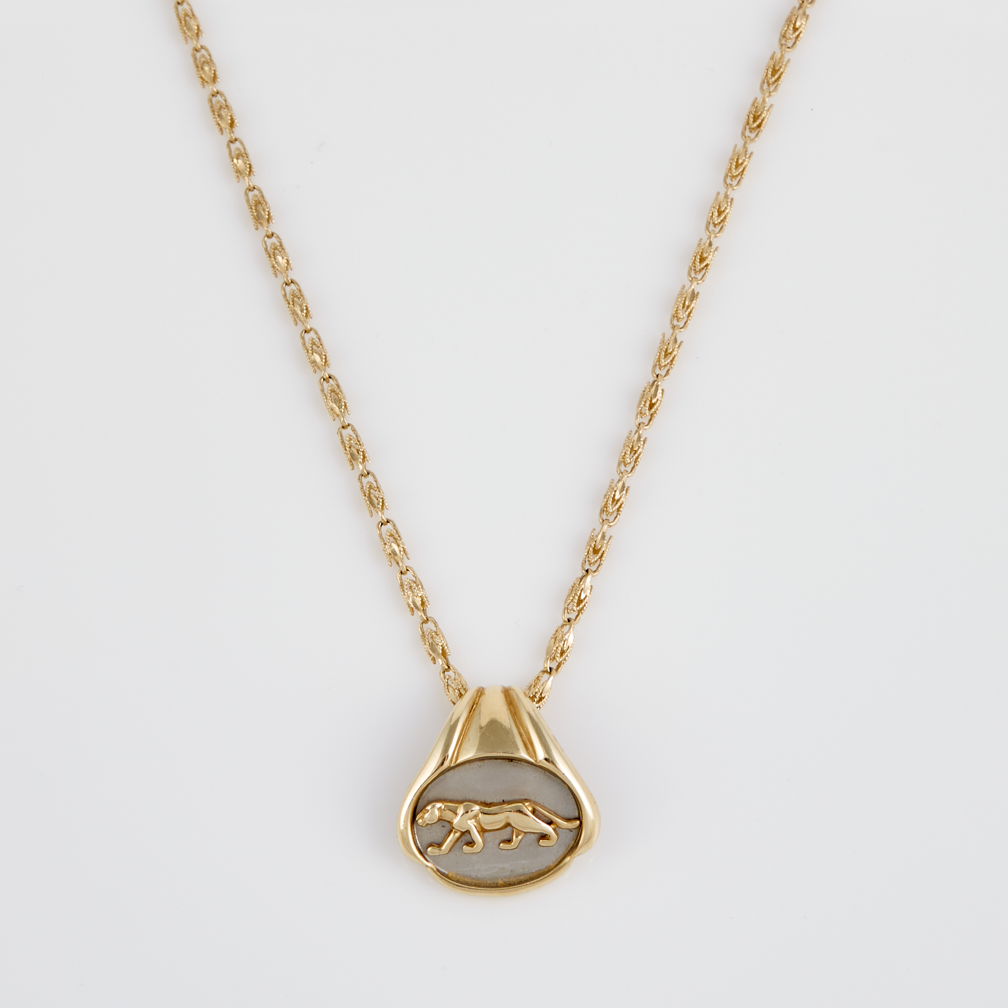 Lot image - Gold Pendant and Neck Chain, 14K 15 dwt.