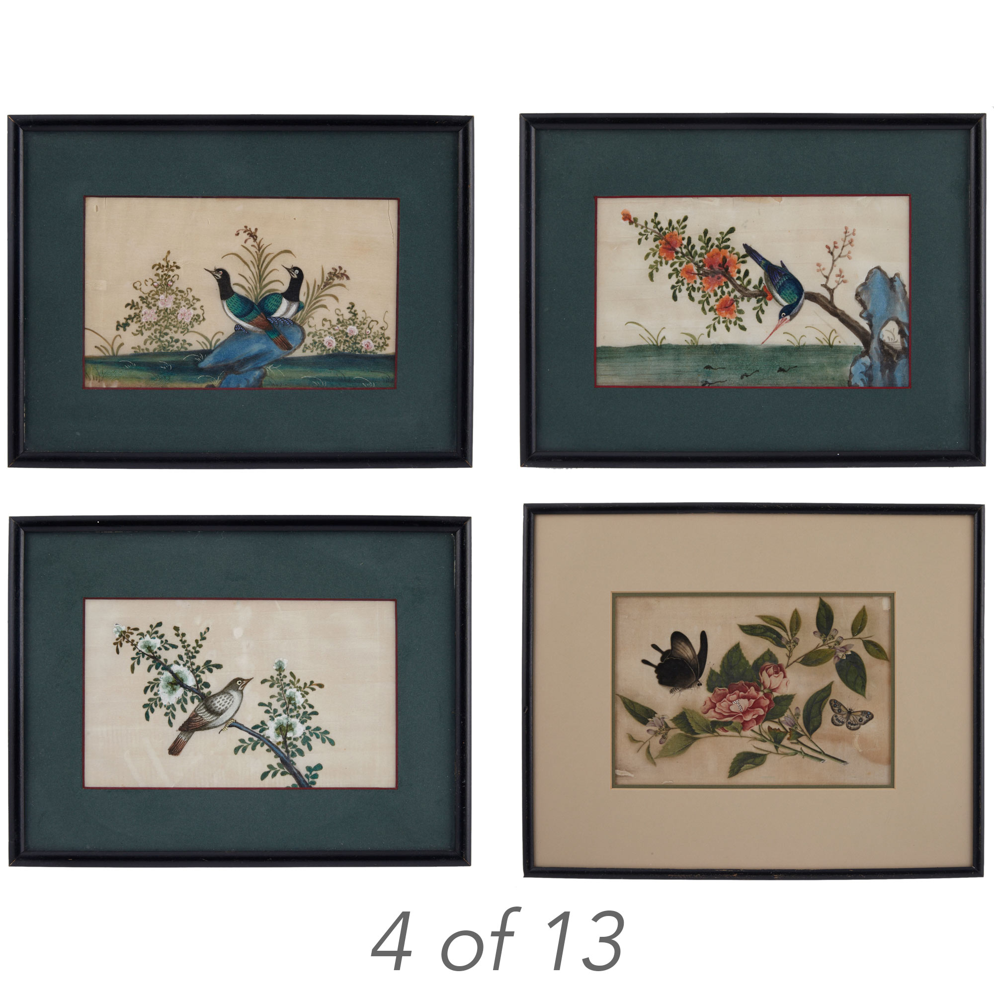 Lot image - Group of Twelve Chinese Export Paintings of Birds
