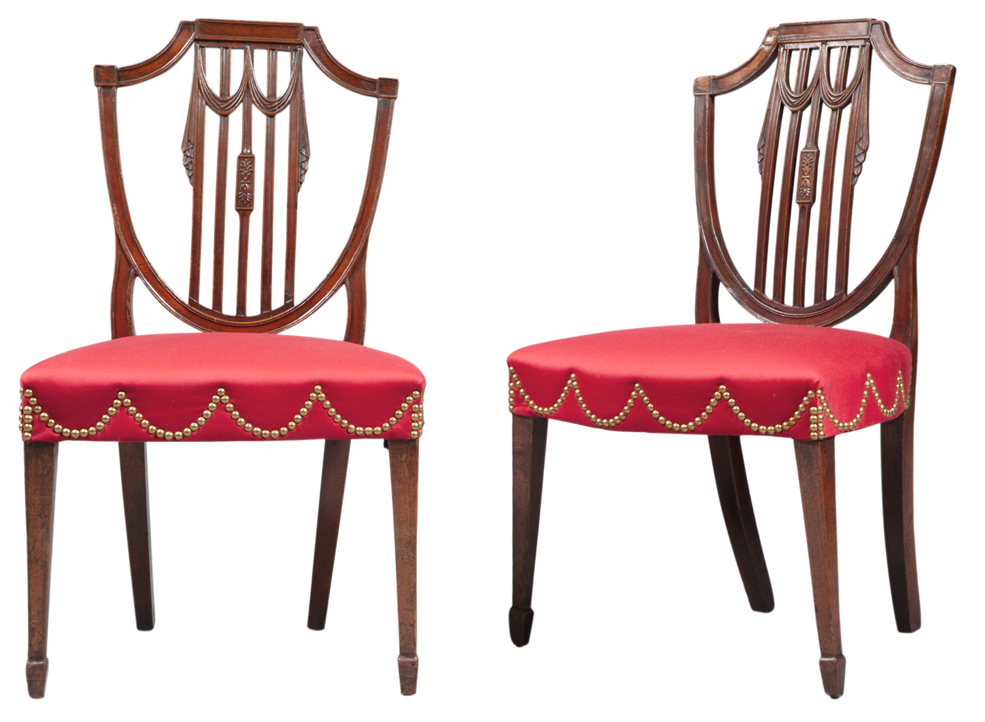 Lot image - Pair of George III Shield-Back Side Chairs