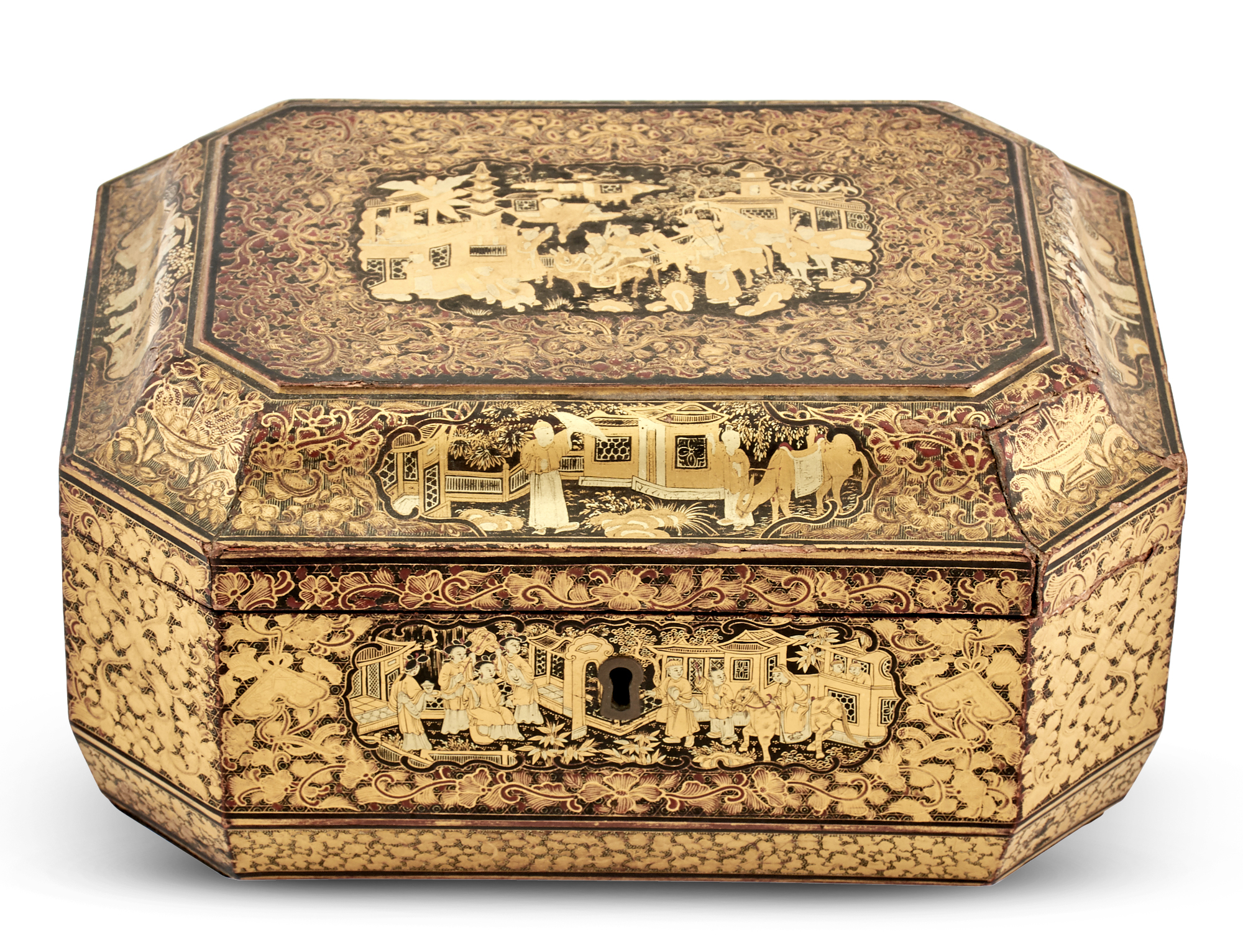 Lot image - A Chinese Export Lacquered Casket Box
