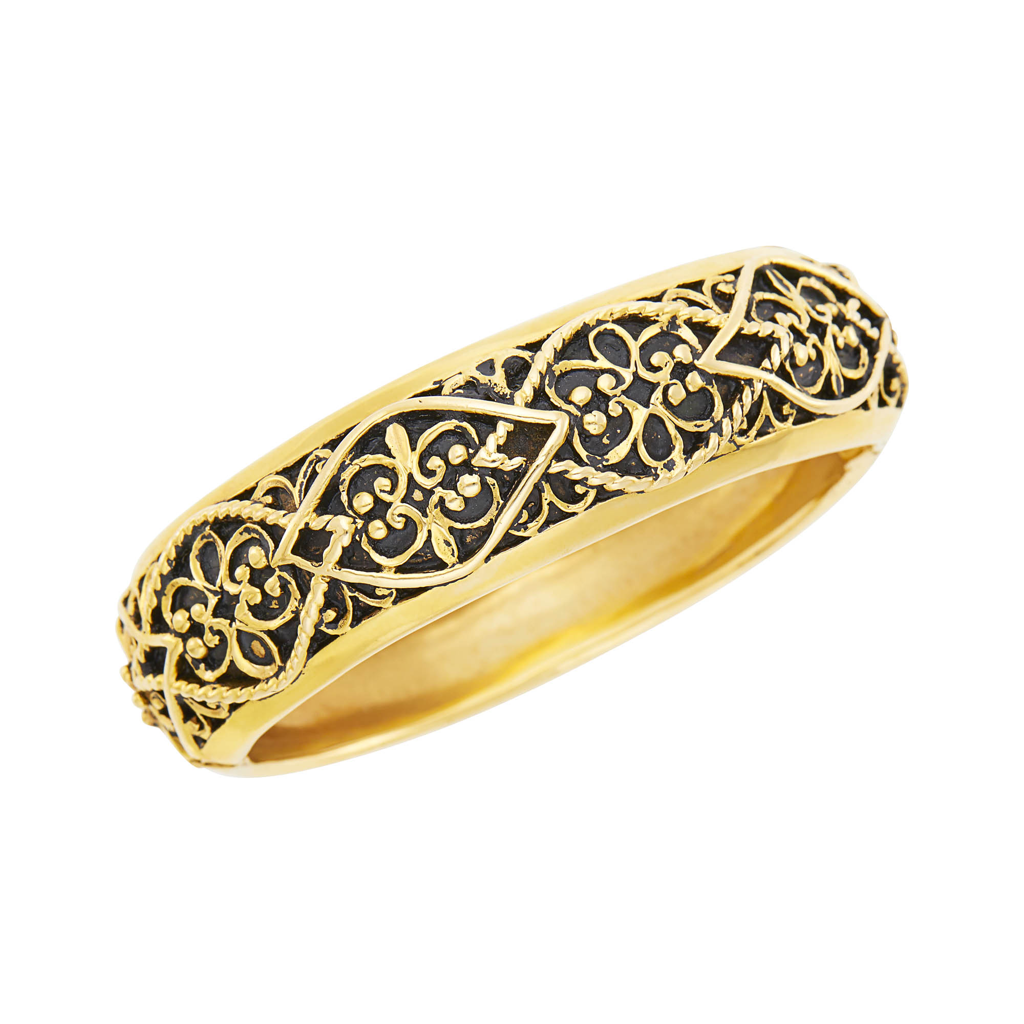 Lot image - Gold and Black Enamel Bangle Bracelet