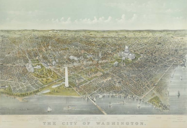 Lot image - Currier & Ives, publishers THE CITY OF WASHINGTON Chromolithograph