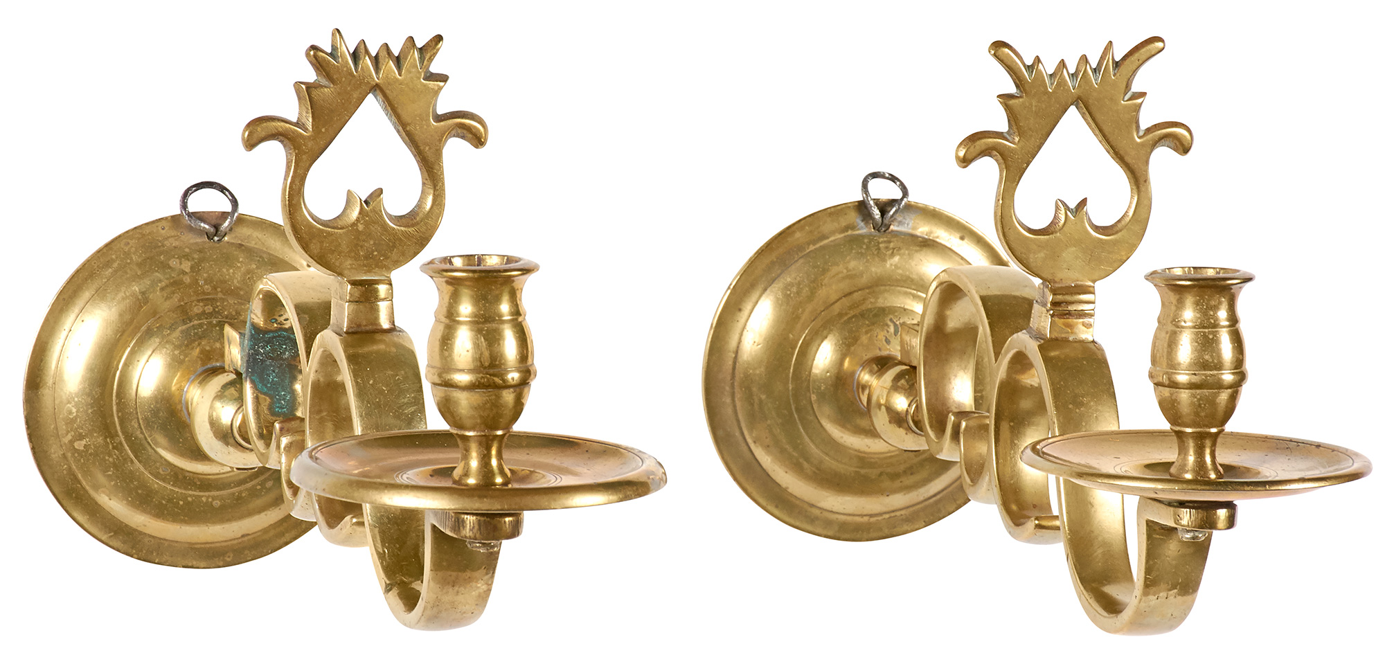 Lot image - Pair of Brass Single Light Sconces