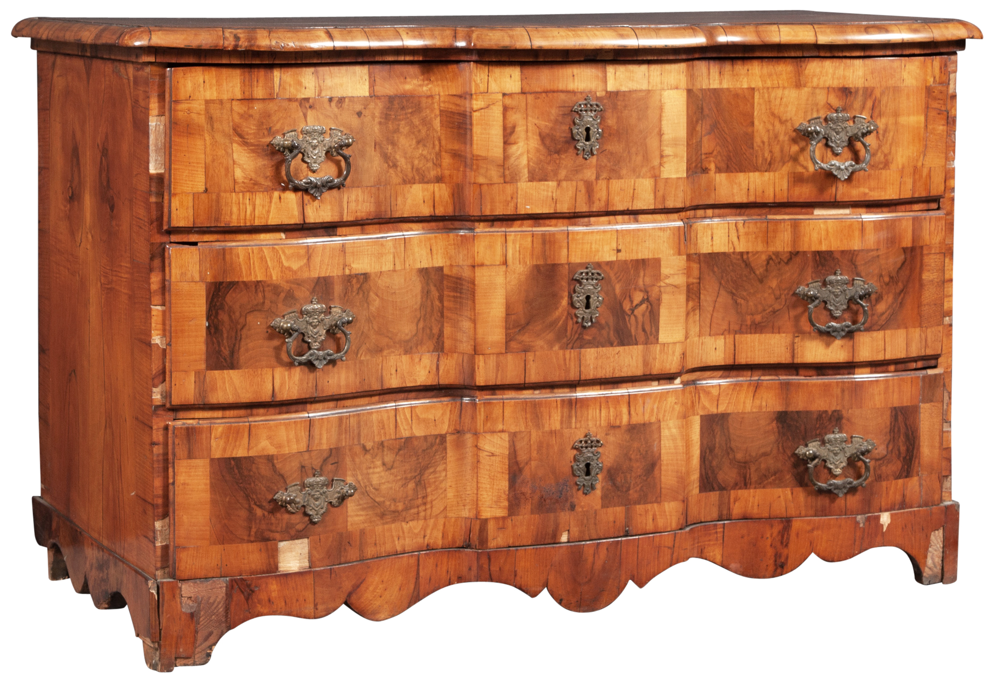 Lot image - Continental Walnut Serpentine Commode
