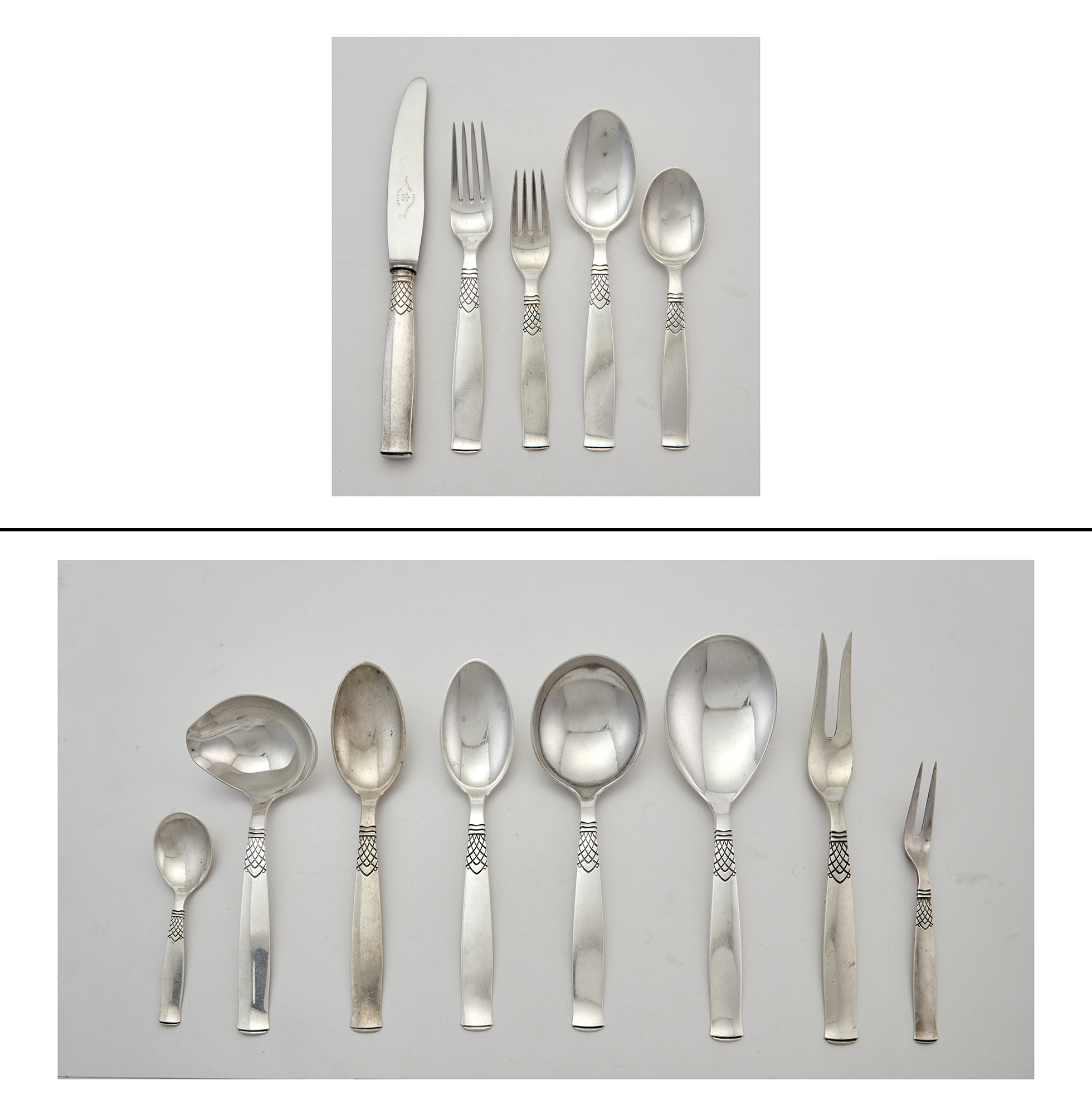 Lot image - Danish Sterling Silver Flatware Service