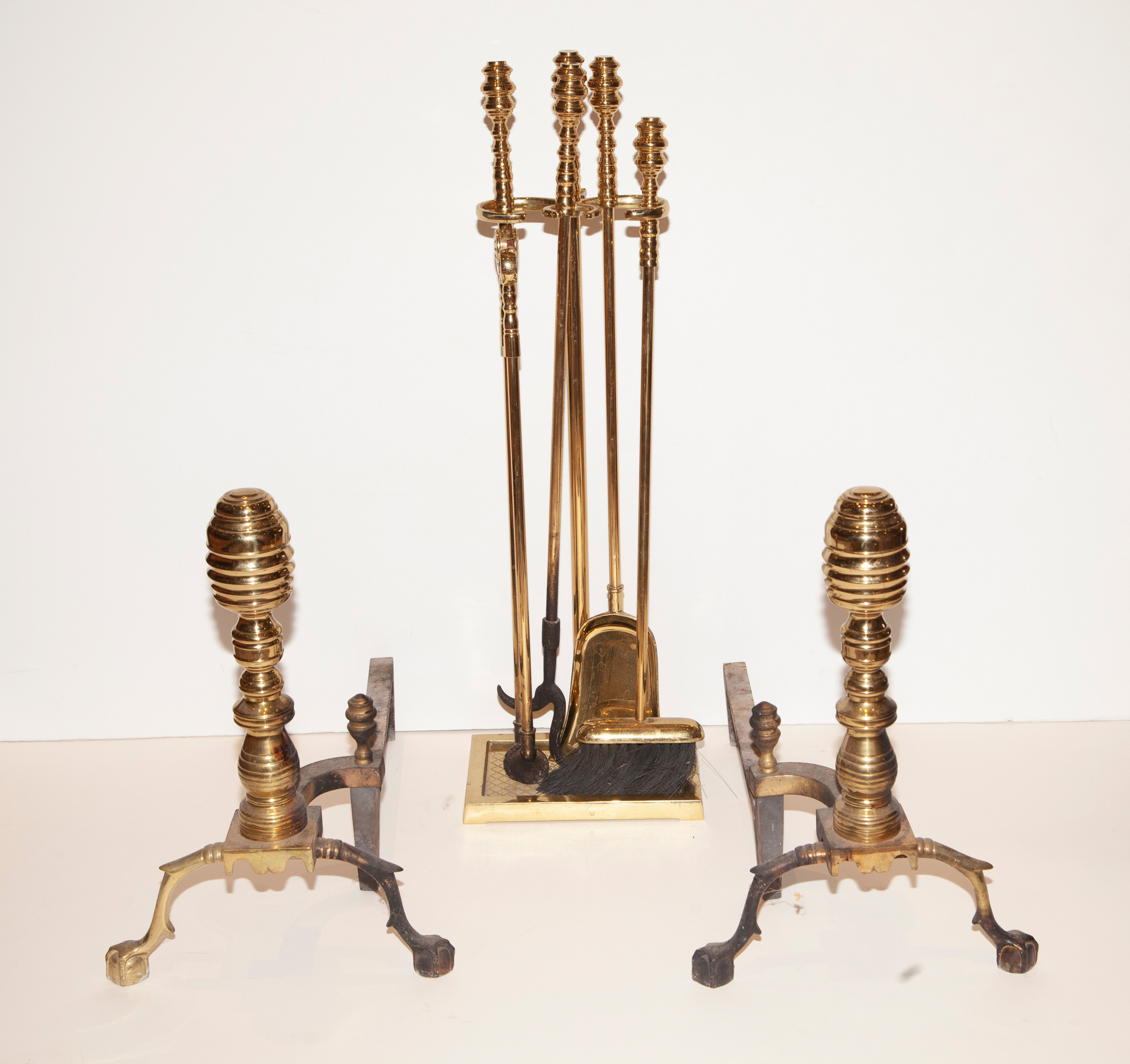 Lot image - Group of Brass Fireplace Equipment