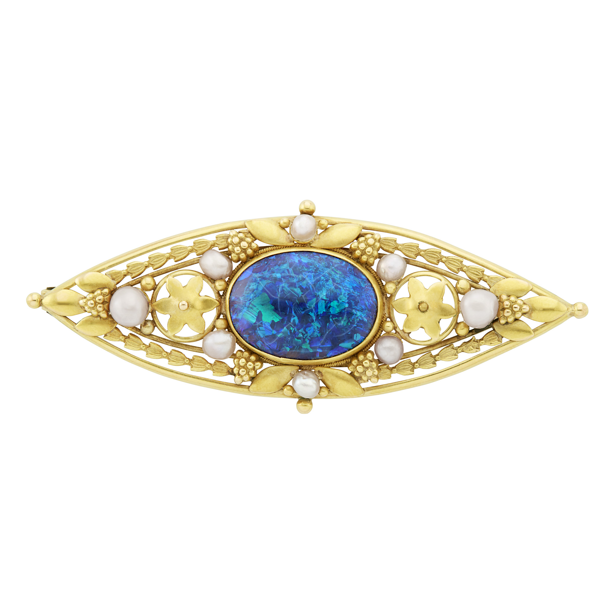 Lot image - Gold, Opal and Pearl Brooch