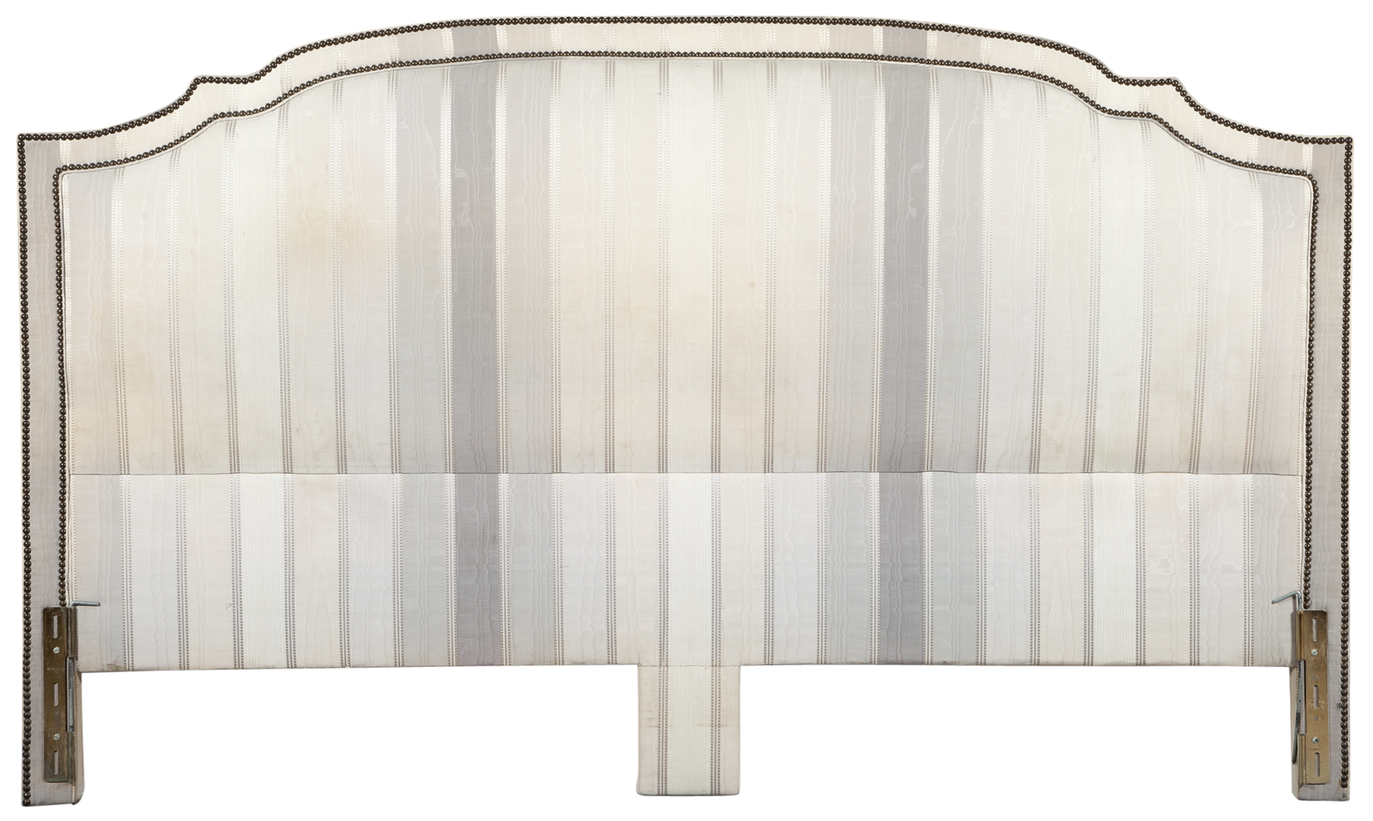 Lot image - Maison Jansen Silk Taffeta Upholstered Headboard and Two Pairs of Silk Taffeta Drapes en Suite