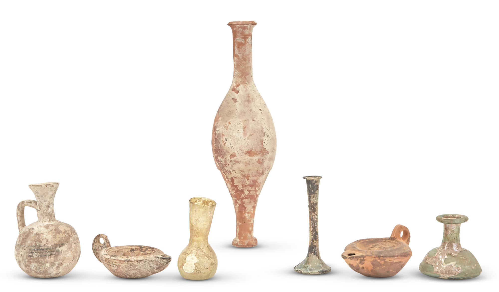 Lot image - Group of Roman Glass and Pottery Table Articles