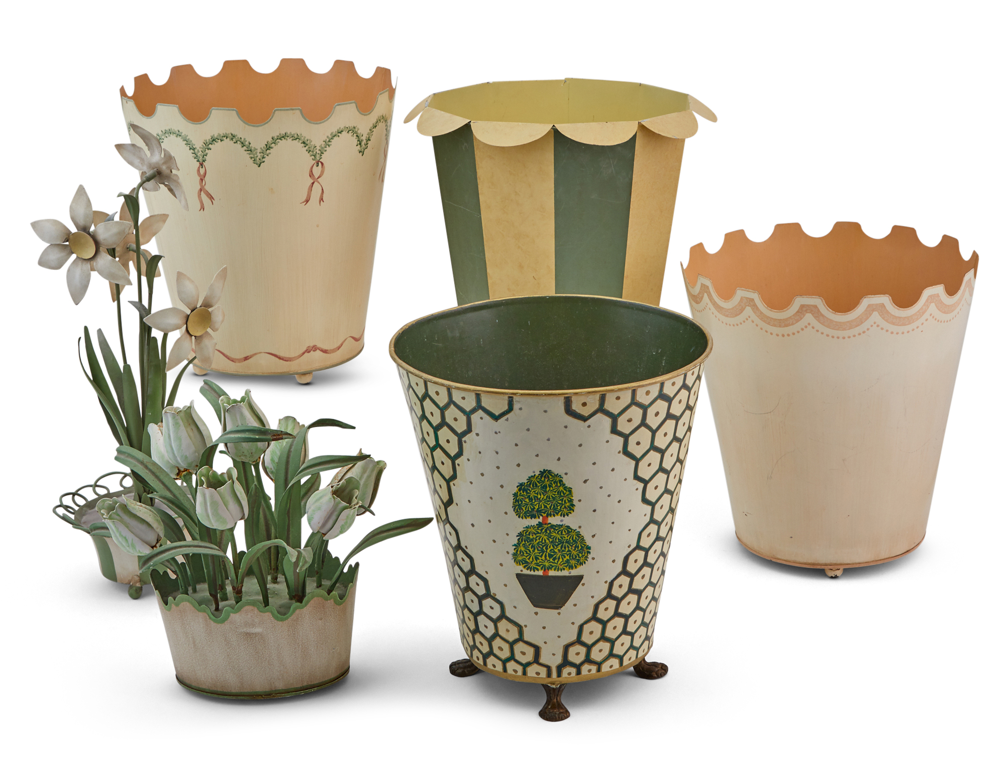 Lot image - Group of Six Tole Articles