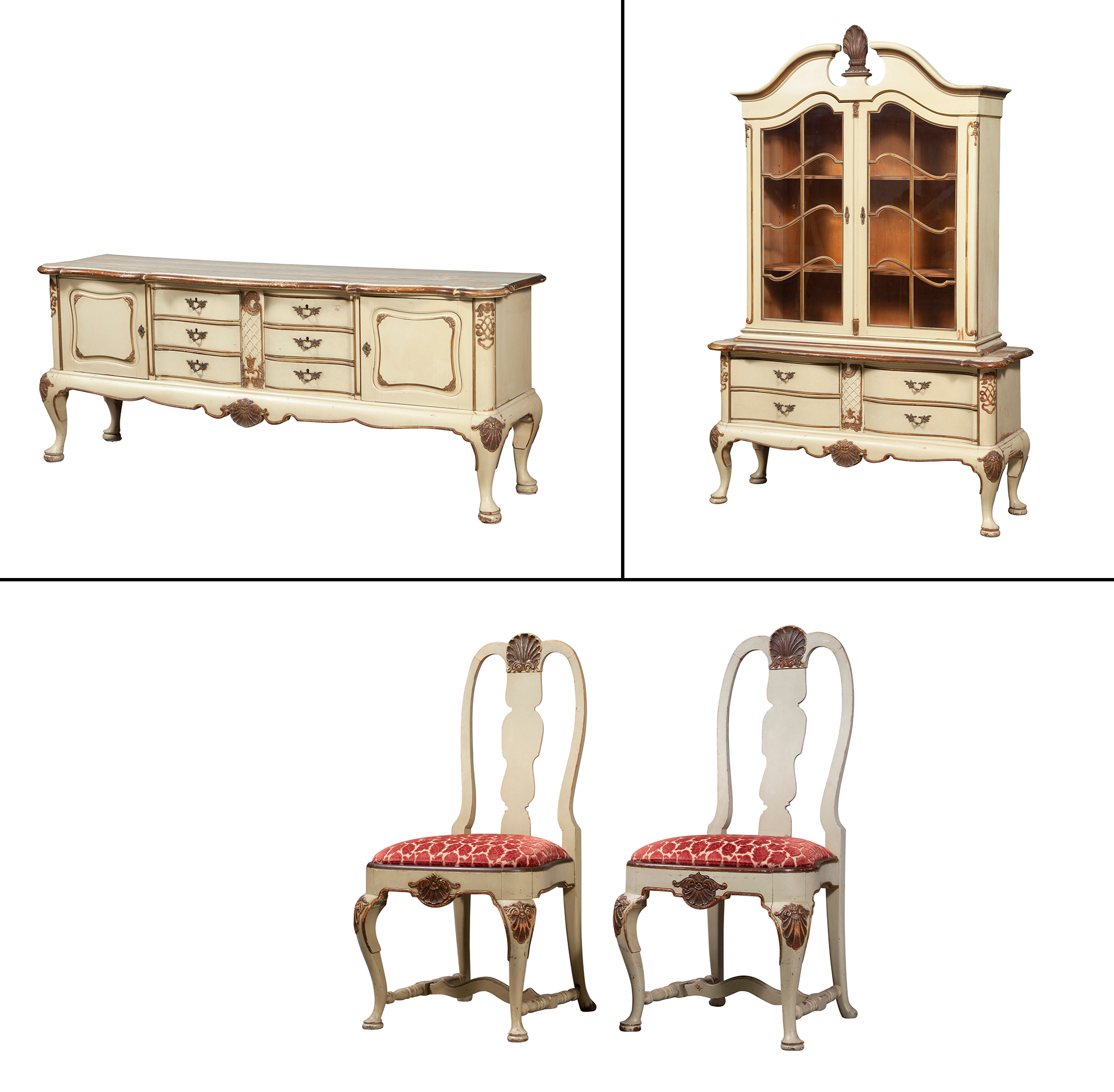 Lot image - Partial Suite of Gustavian Style Painted Furniture