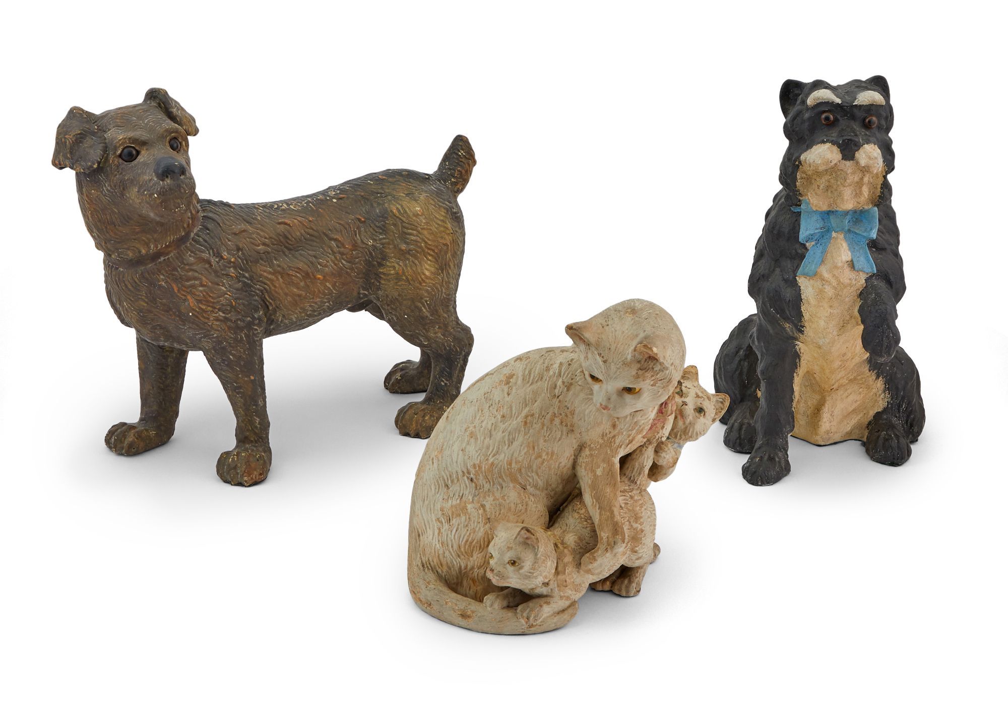 Lot image - Group of Three Painted Composition Animal Figures