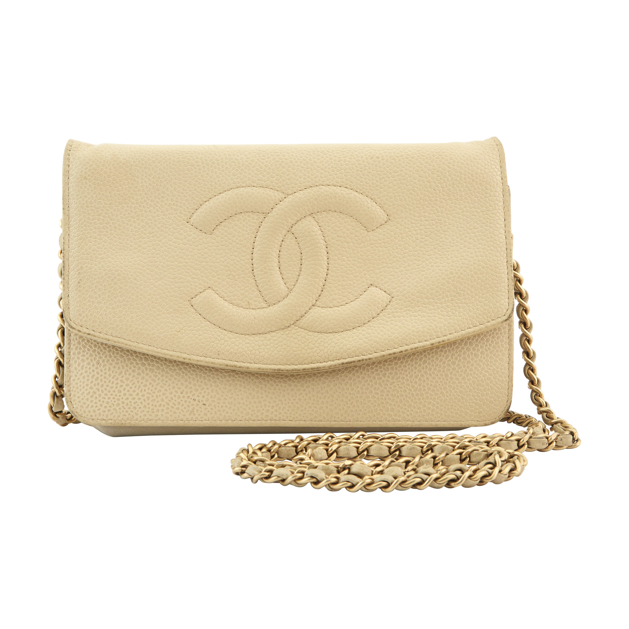 Lot image - Chanel White Caviar Wallet on Chain