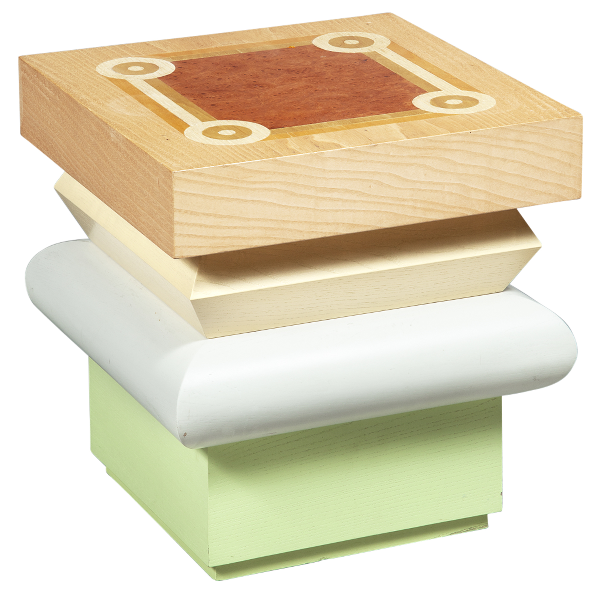 Lot image - Memphis Inlaid Mixed Wood Side Table