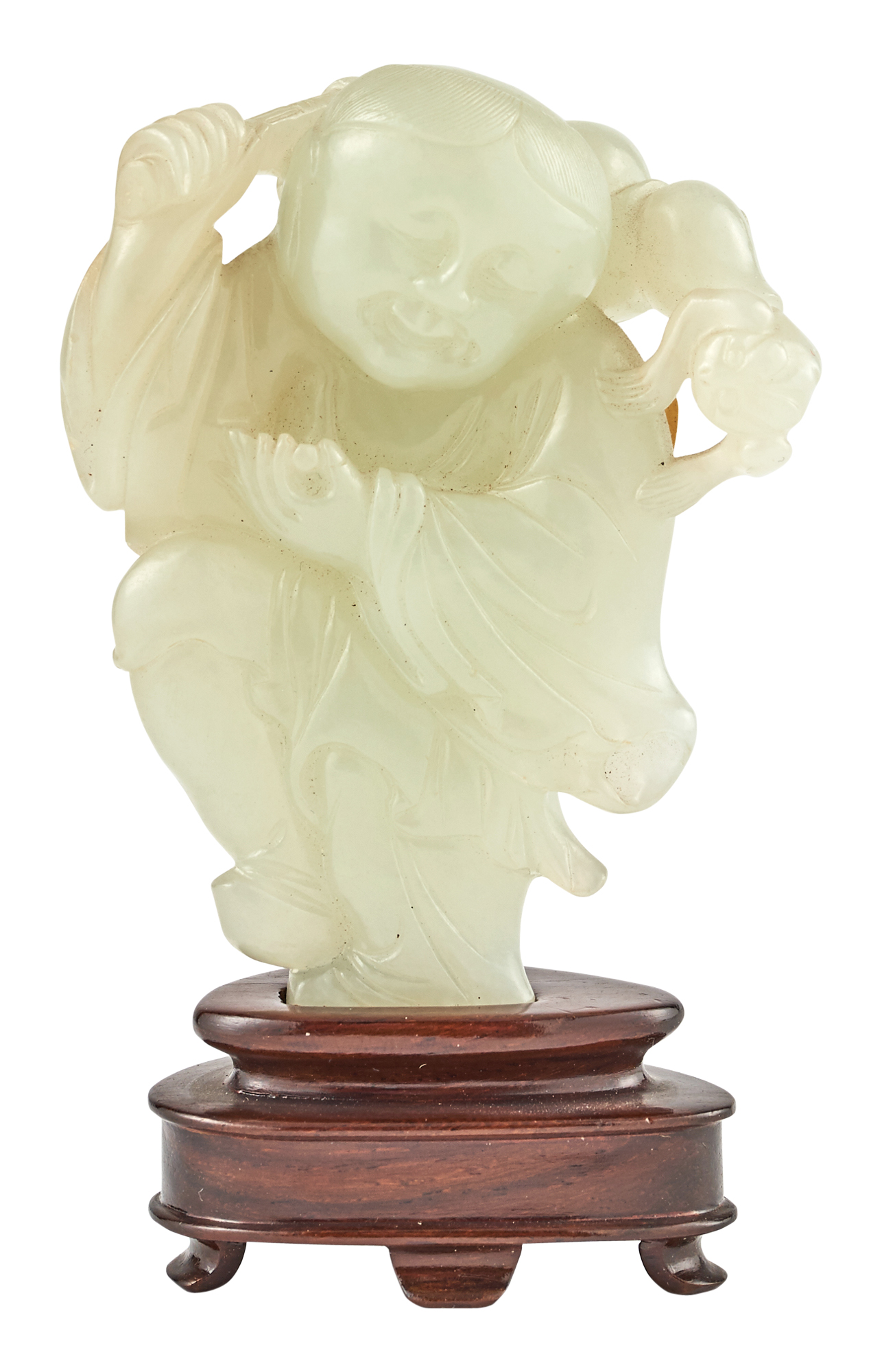 Lot image - A Chinese Light Celadon Jade Figural Carving
