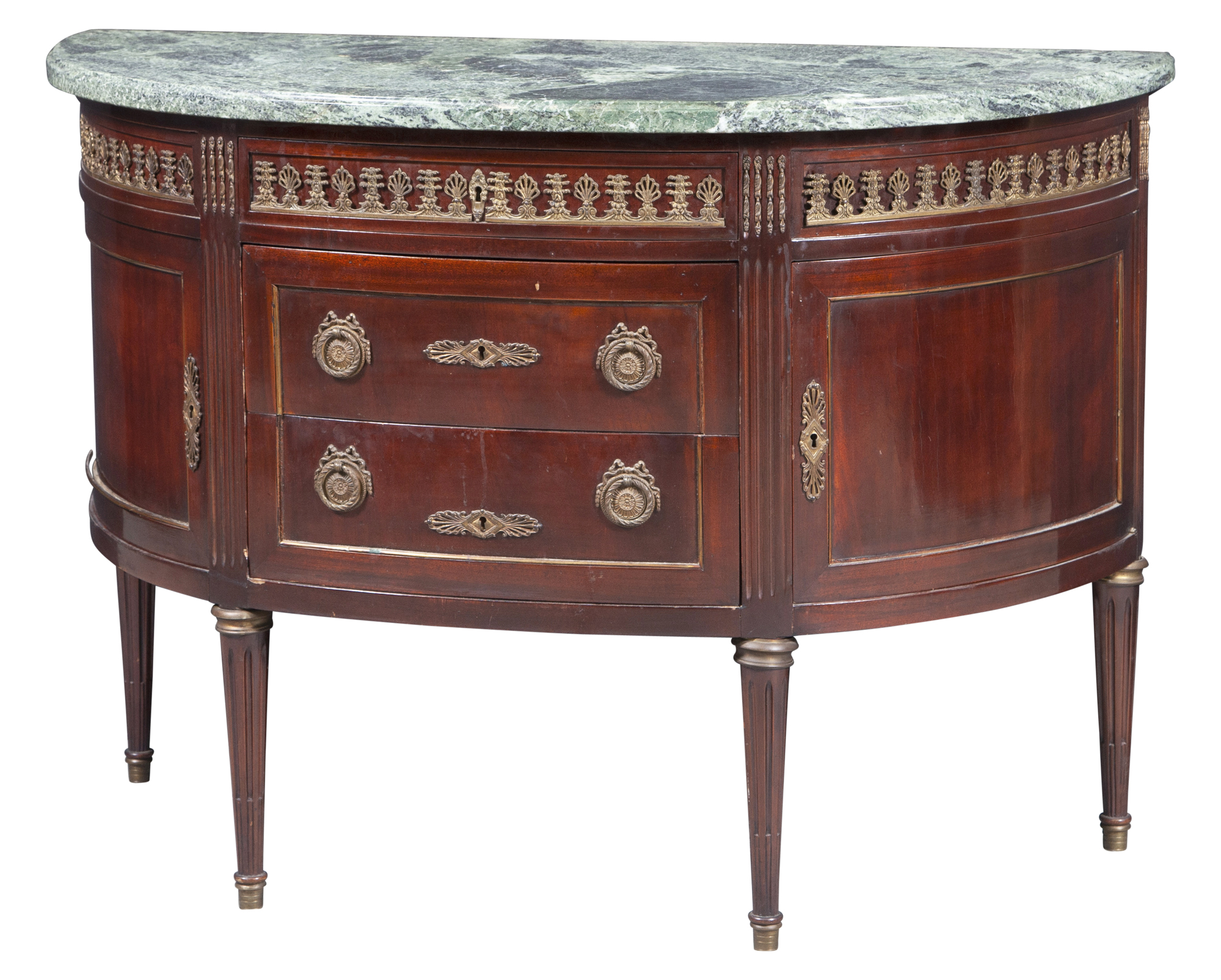Lot image - Empire Style Marble Top Mahogany Side Cabinet