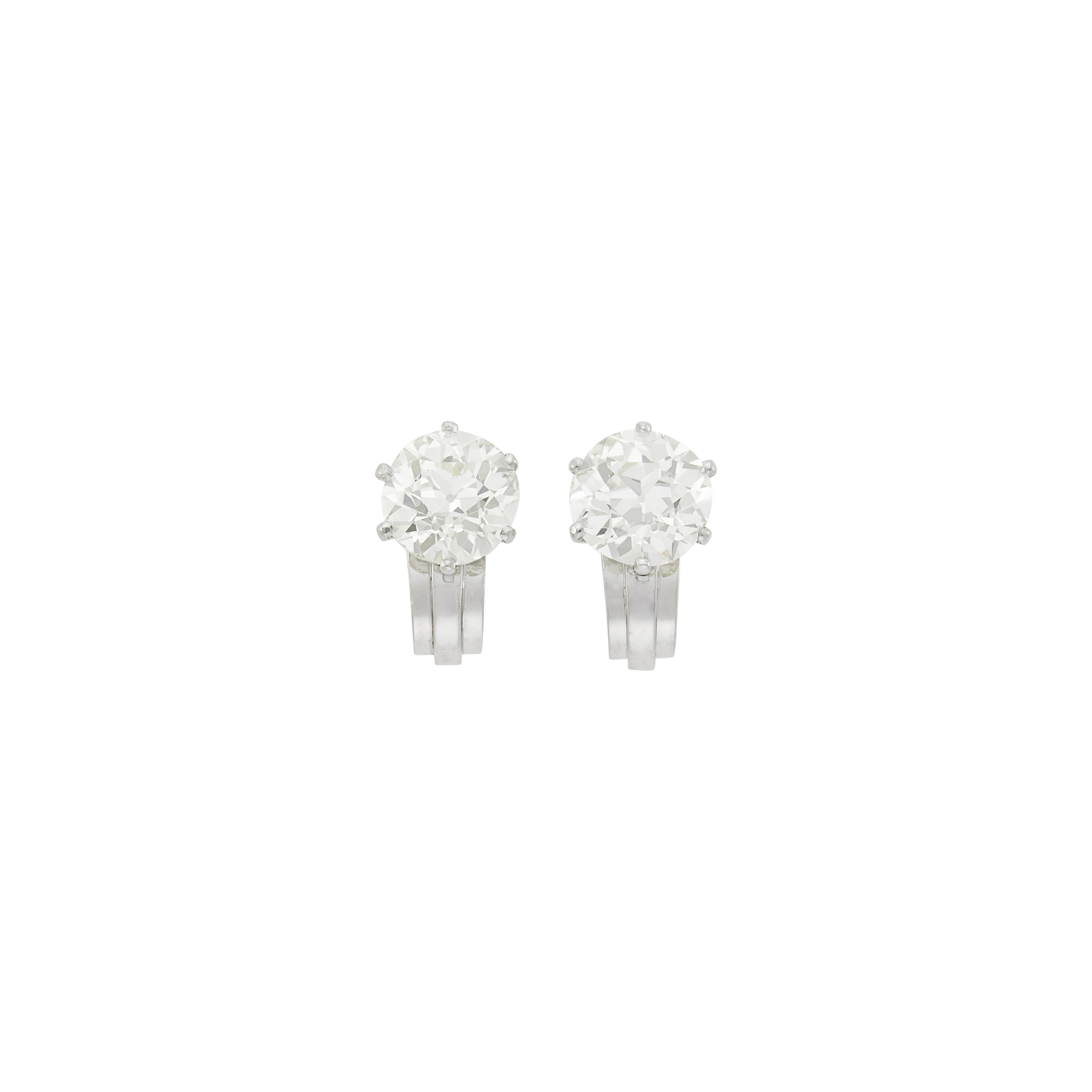 Lot image - Pair of Platinum and Diamond Earclips