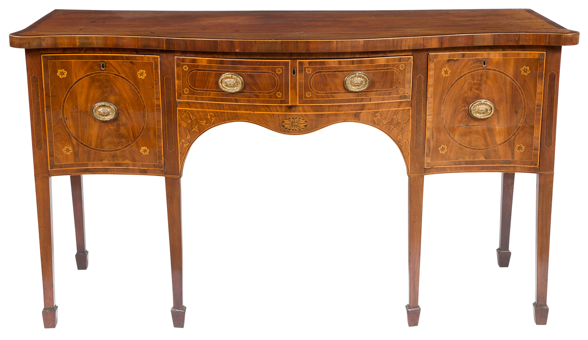 Lot image - George III Inlaid Mahogany and Marquetry Sideboard