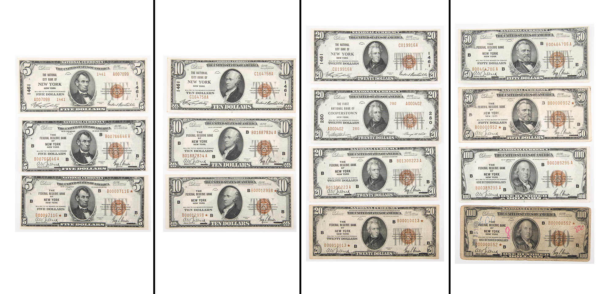 Lot image - United States Small Size New York National Banknotes